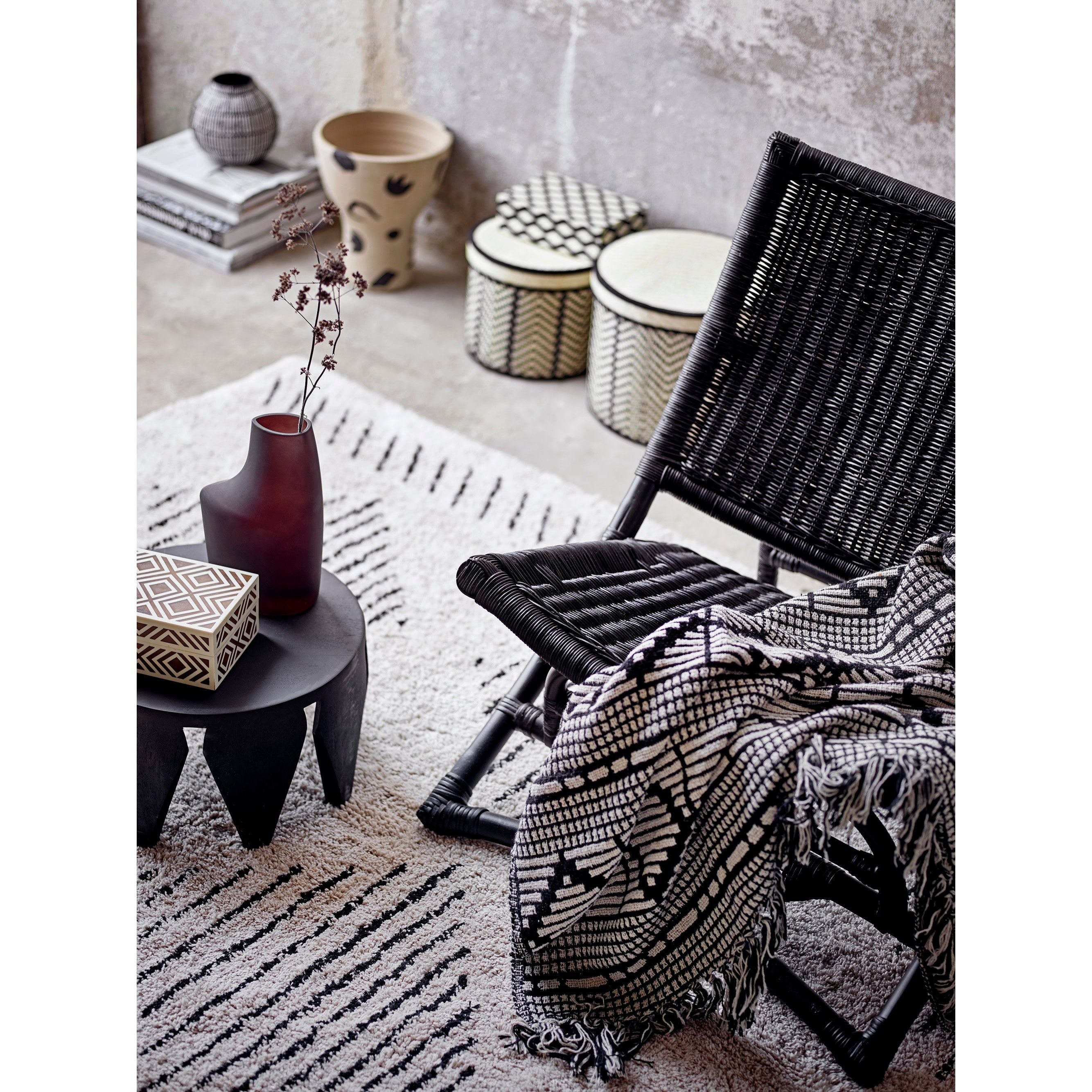 Bloomingville Islim Korg med Lock, Svart, Palmblad