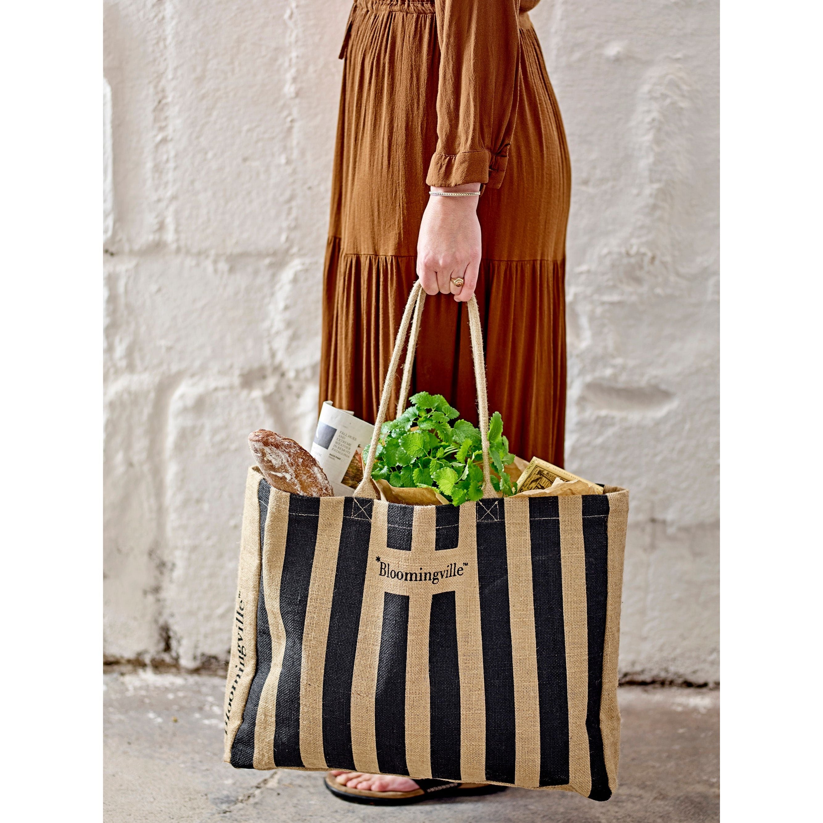 Bloomingville Bergamo Shoppingväska, Svart, Jute