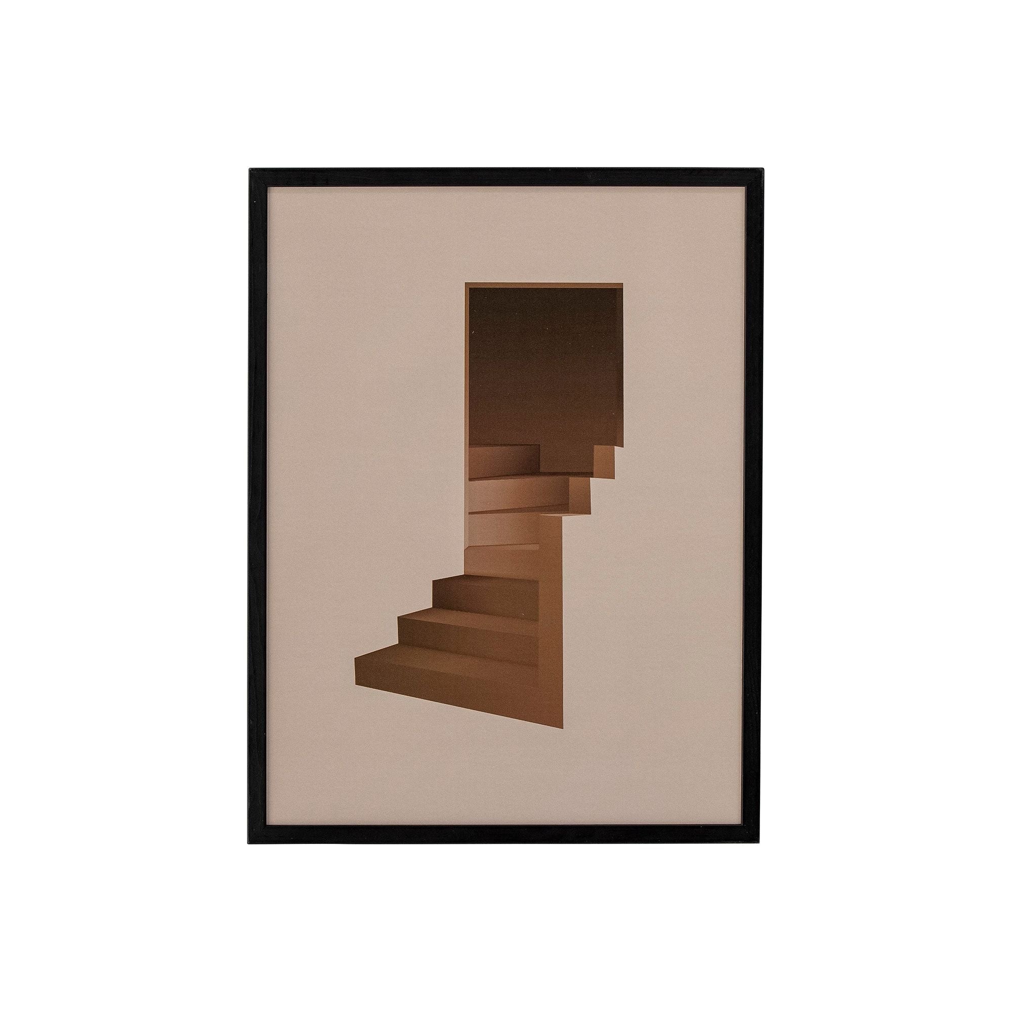 Bloomingville Andrey Illustration med Ram, Svart, Furu