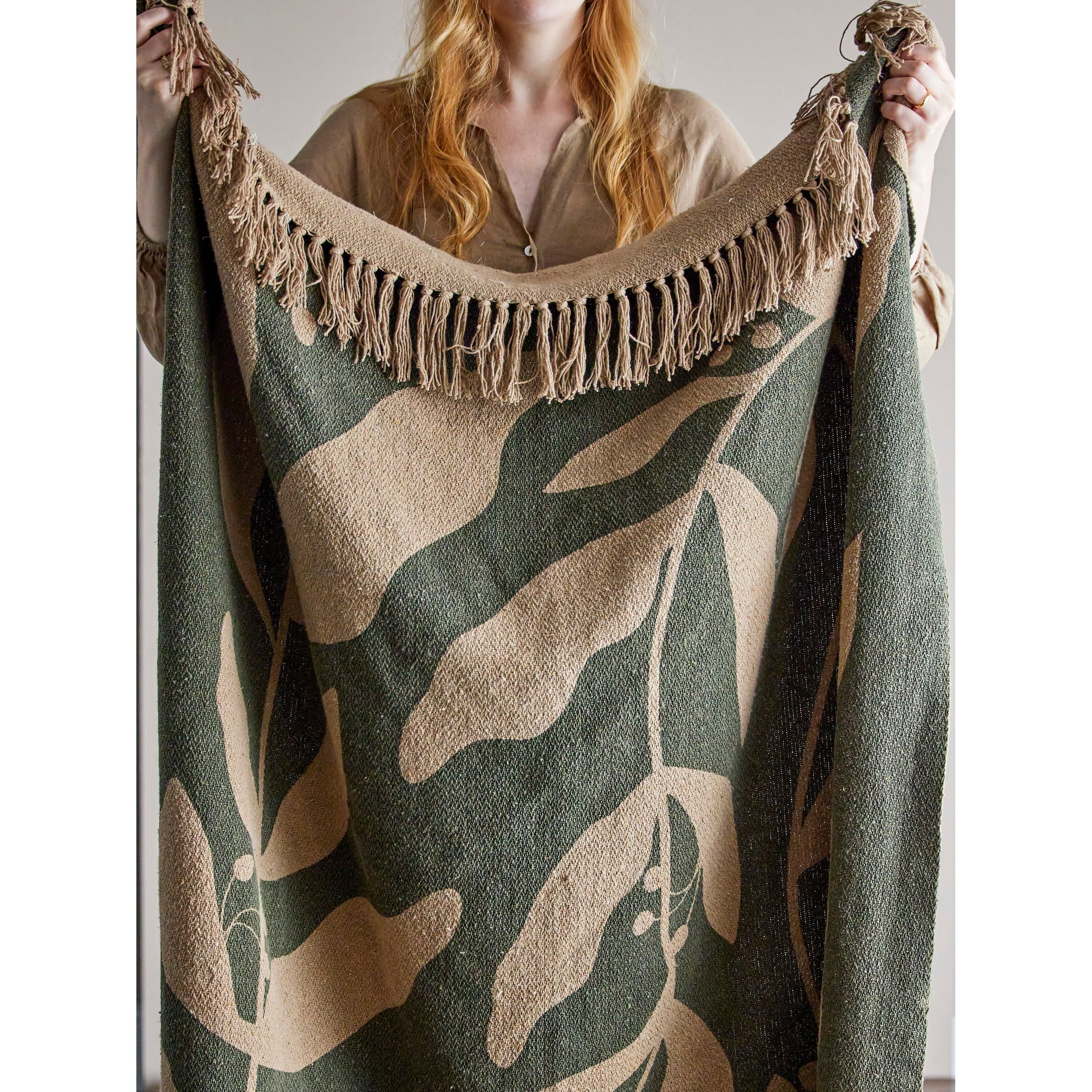 Creative Collection Geneva Pläd, Grön, Återvunnen Bomull