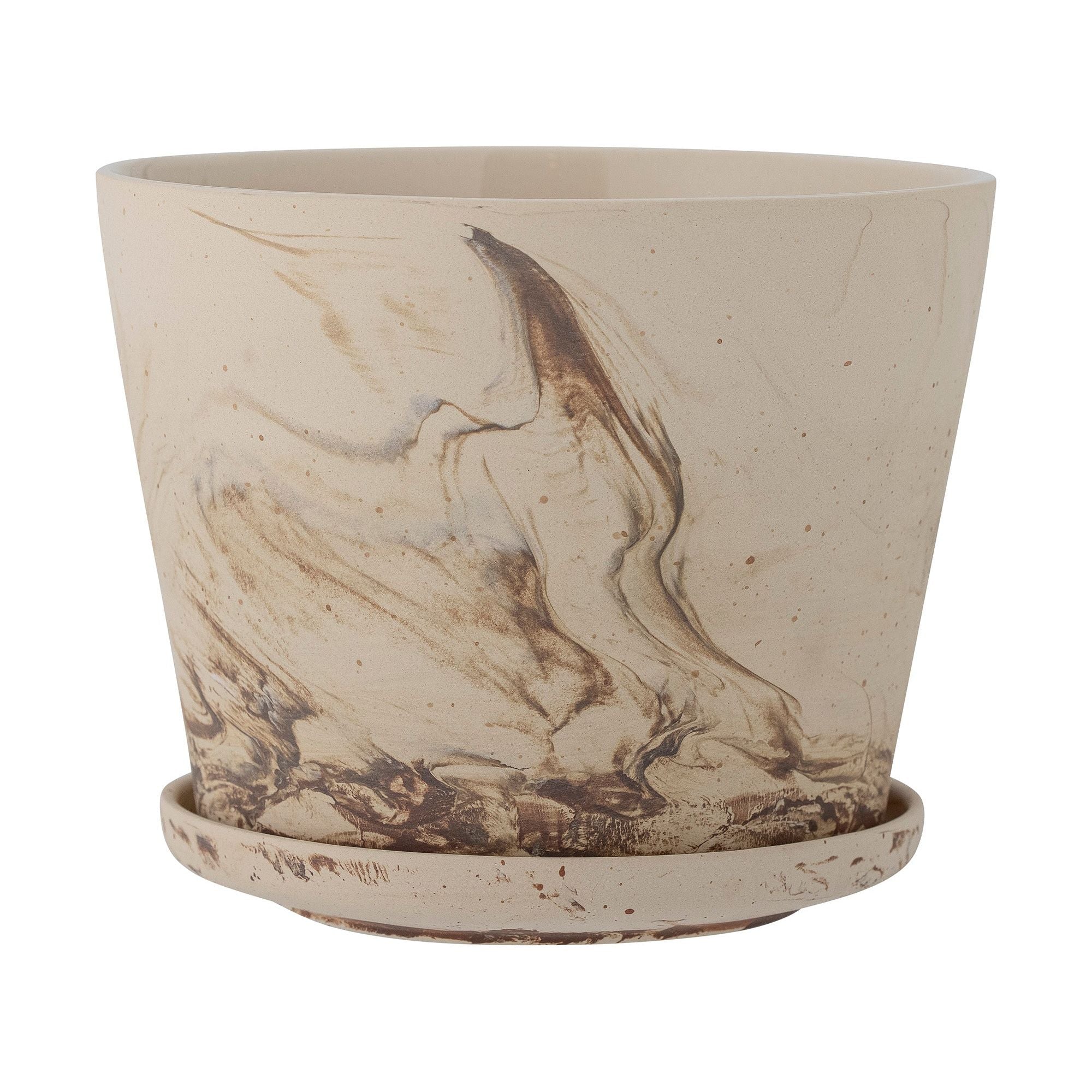 Bloomingville Stacy Blomkruka med fat, Brun, Stengods