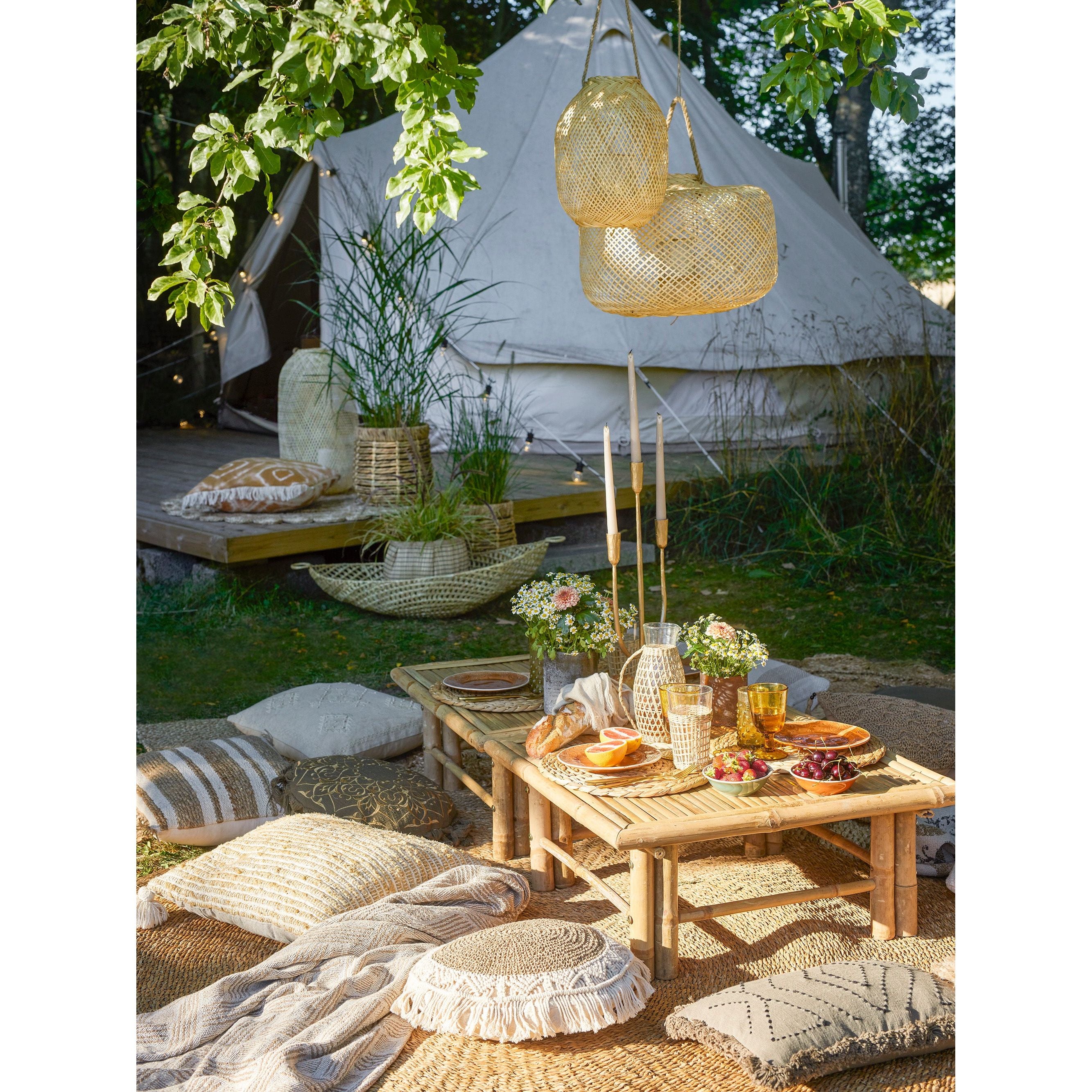 Bloomingville Musu Lykta med Glas, Natur, Bambus