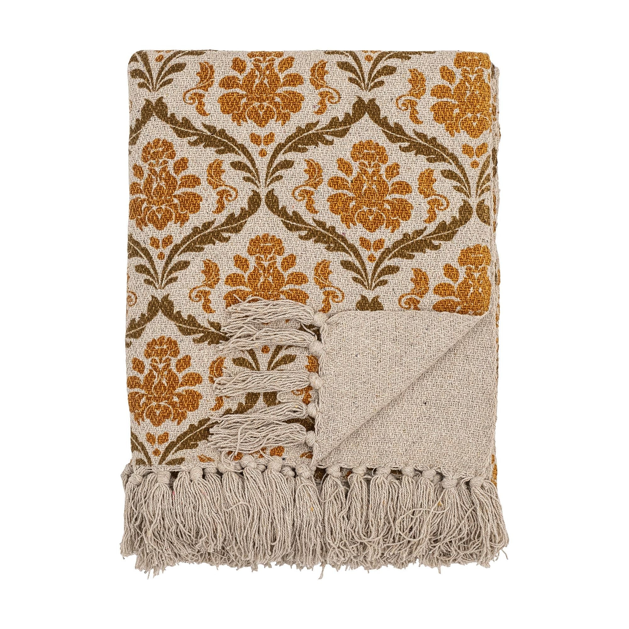 Bloomingville Creative Collection Hanny Pläd, Gul, Återvunnen Bomull