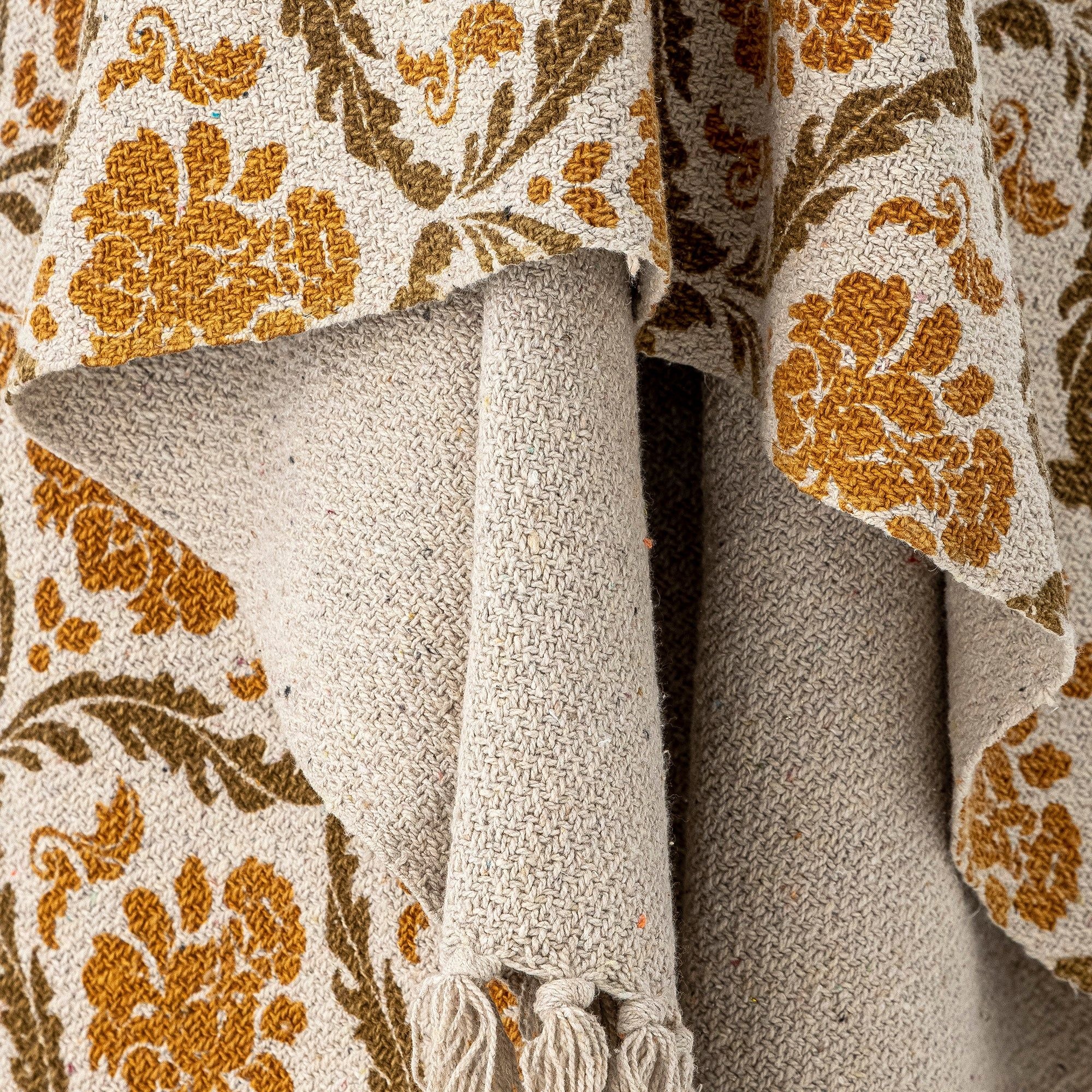 Bloomingville Creative Collection Hanny Pläd, Gul, Återvunnen Bomull