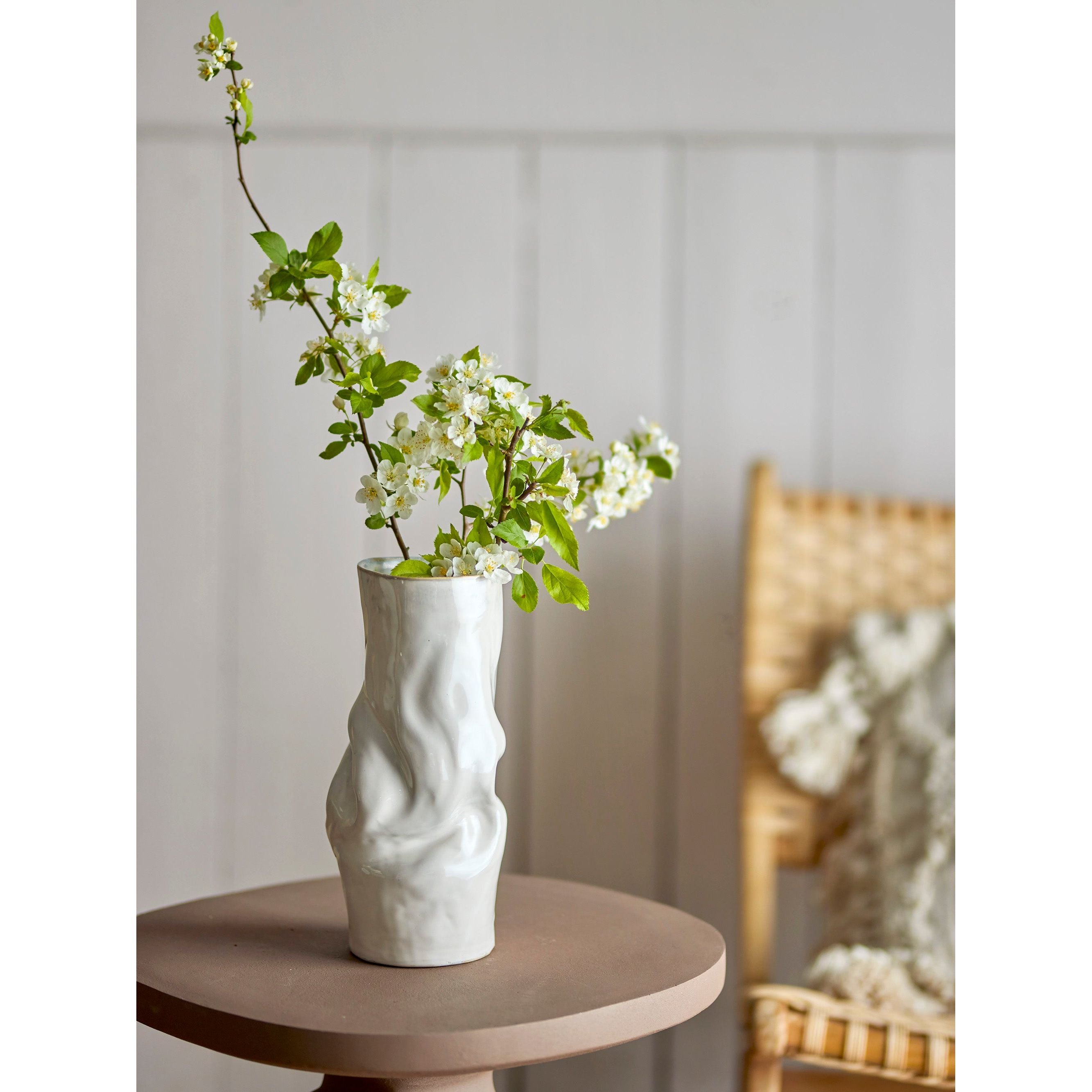 Bloomingville Araba Vas, Vit, Stengods