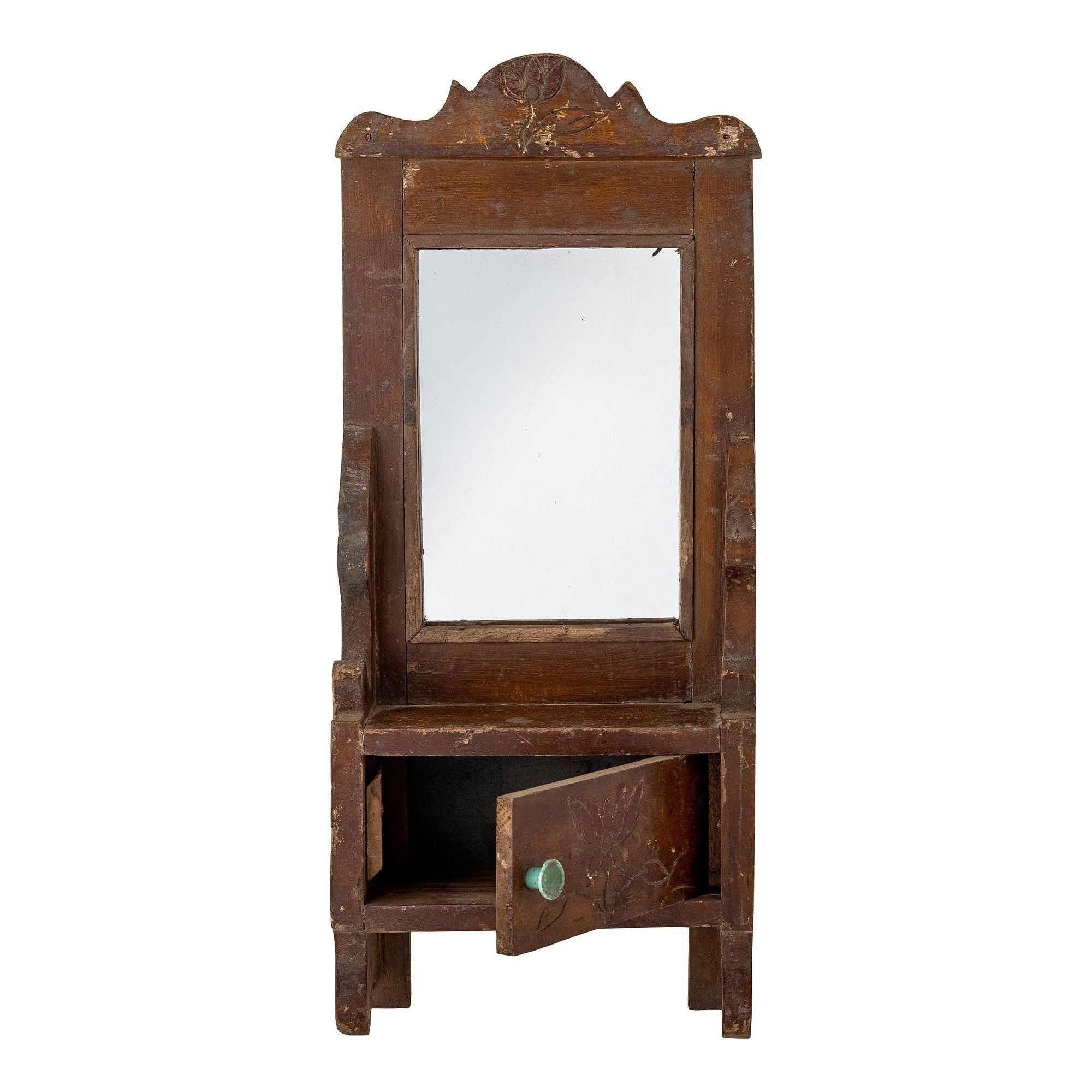 Creative Collection Sehar Spegel med Hylla, Brun, Återvunnet Trä