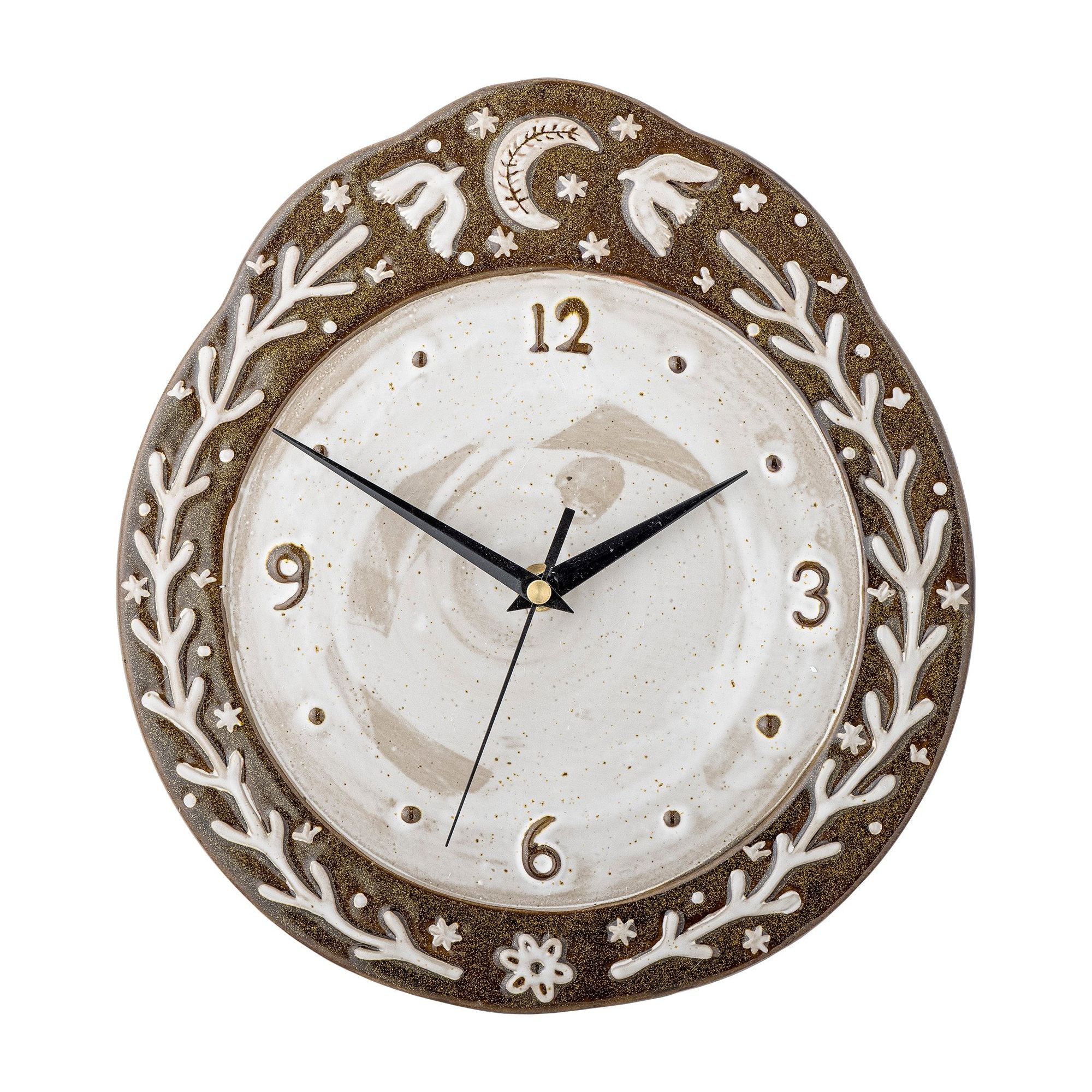 Bloomingville Olena Väggklocka, Brun, Stengods