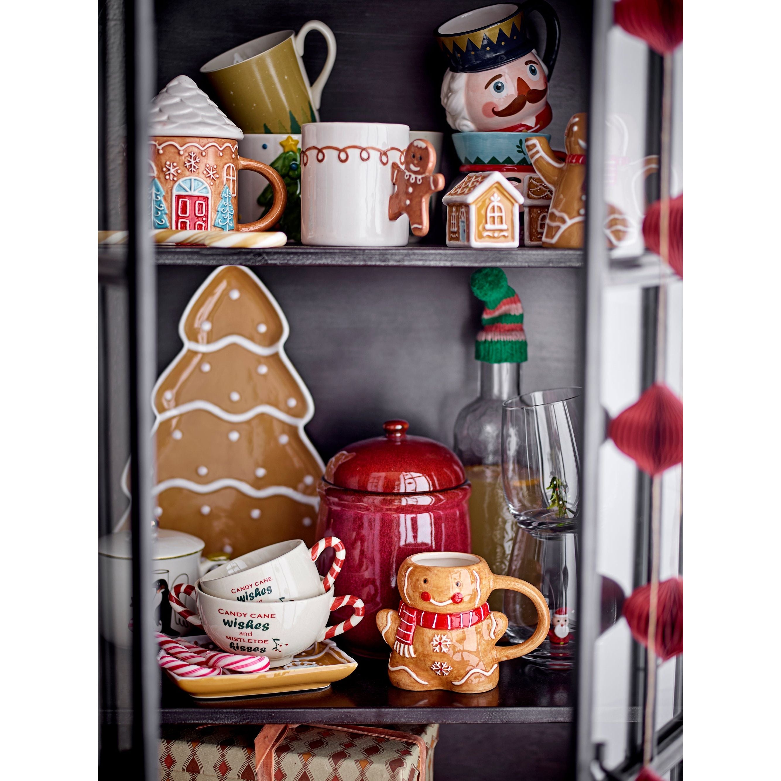 Bloomingville Jenifer Burk med Lock, Röd, Stengods