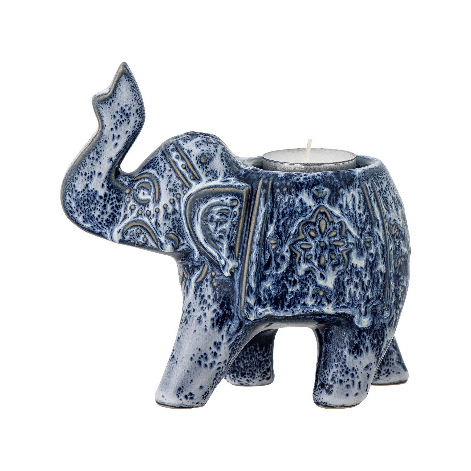 Creative Collection Oliphant Värmeljushållare, Blå, Stengods