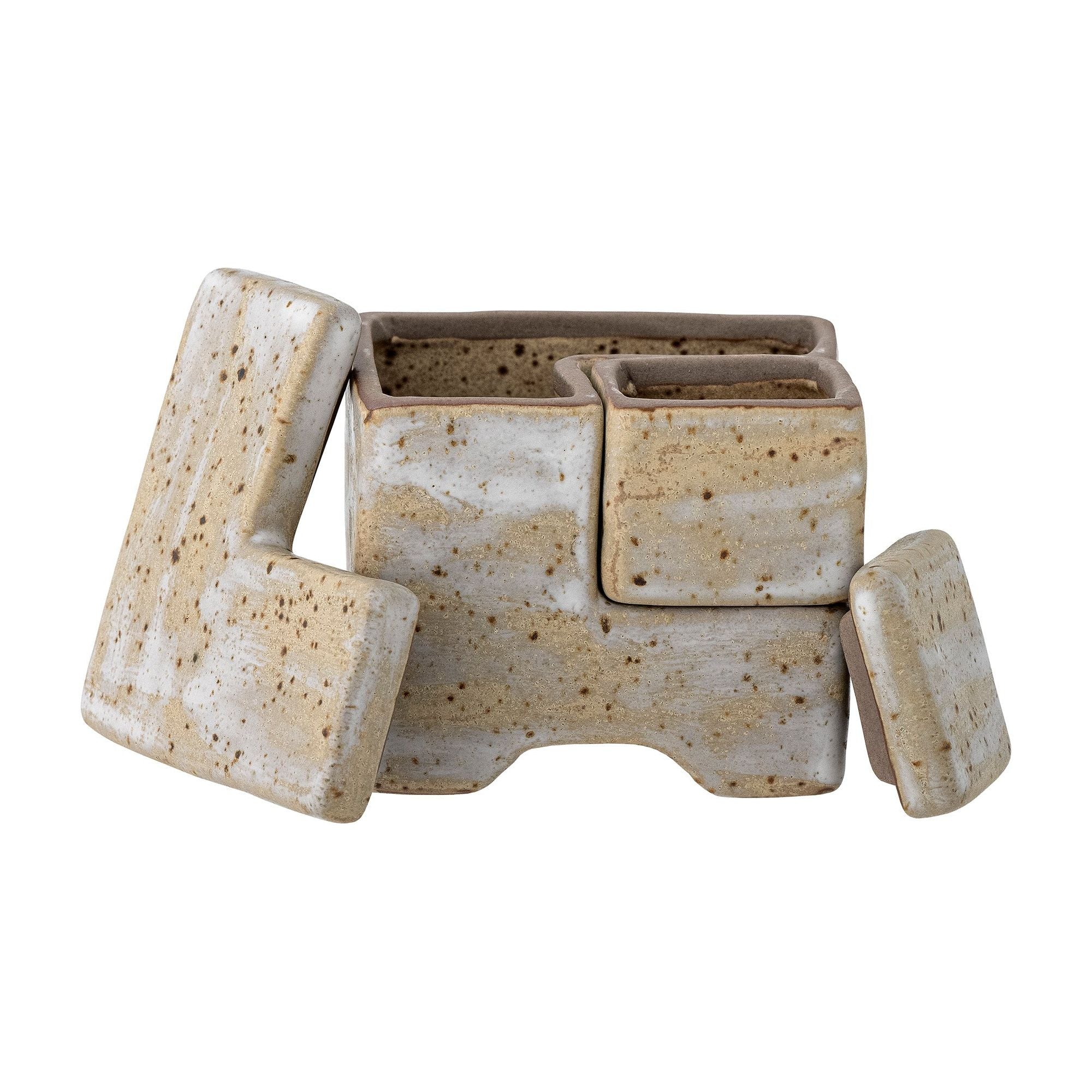 Creative Collection Madox Låda med Lock, Grå, Stengods