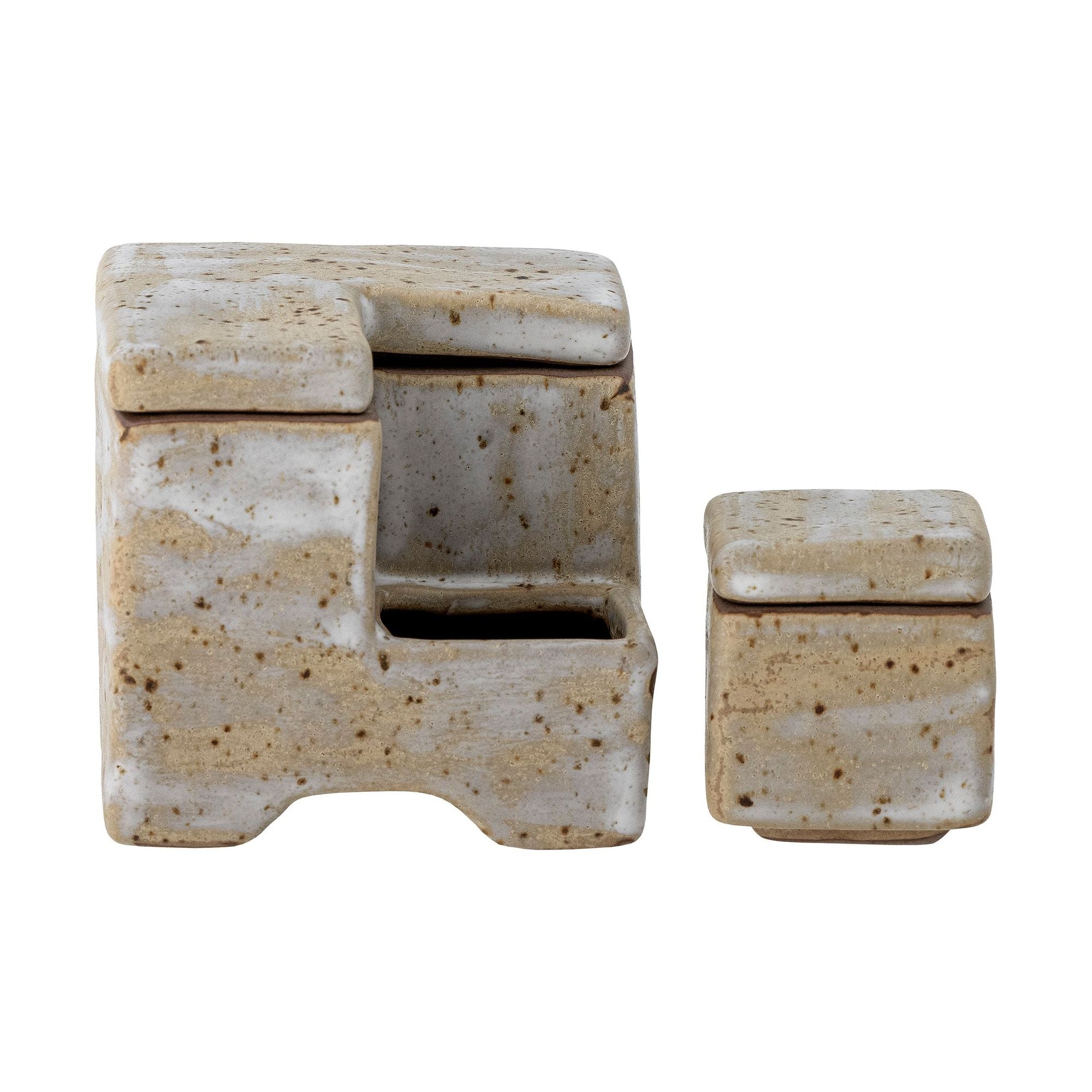 Creative Collection Madox Låda med Lock, Grå, Stengods