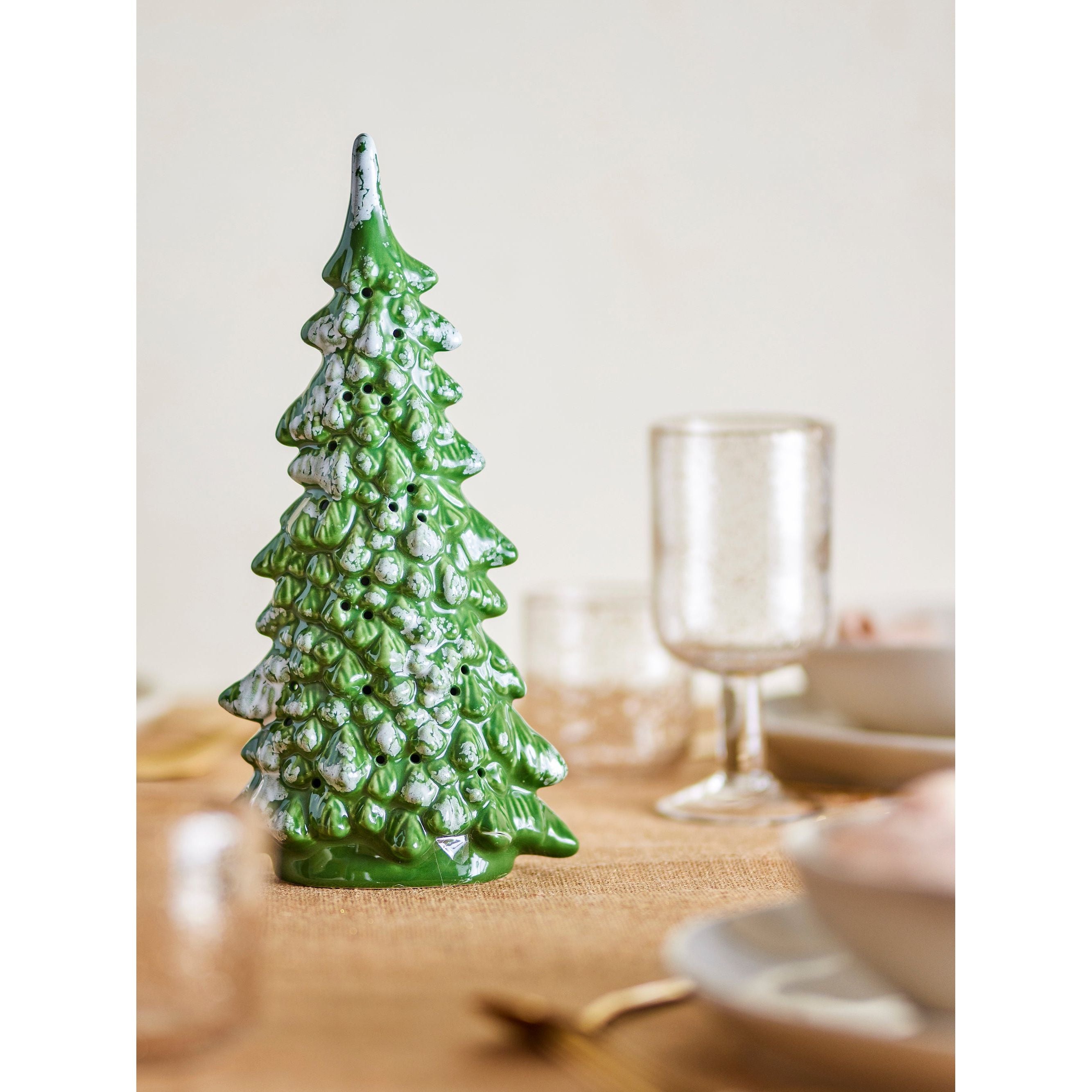 Bloomingville Flicka Deco med ljus, Grön, Stengods