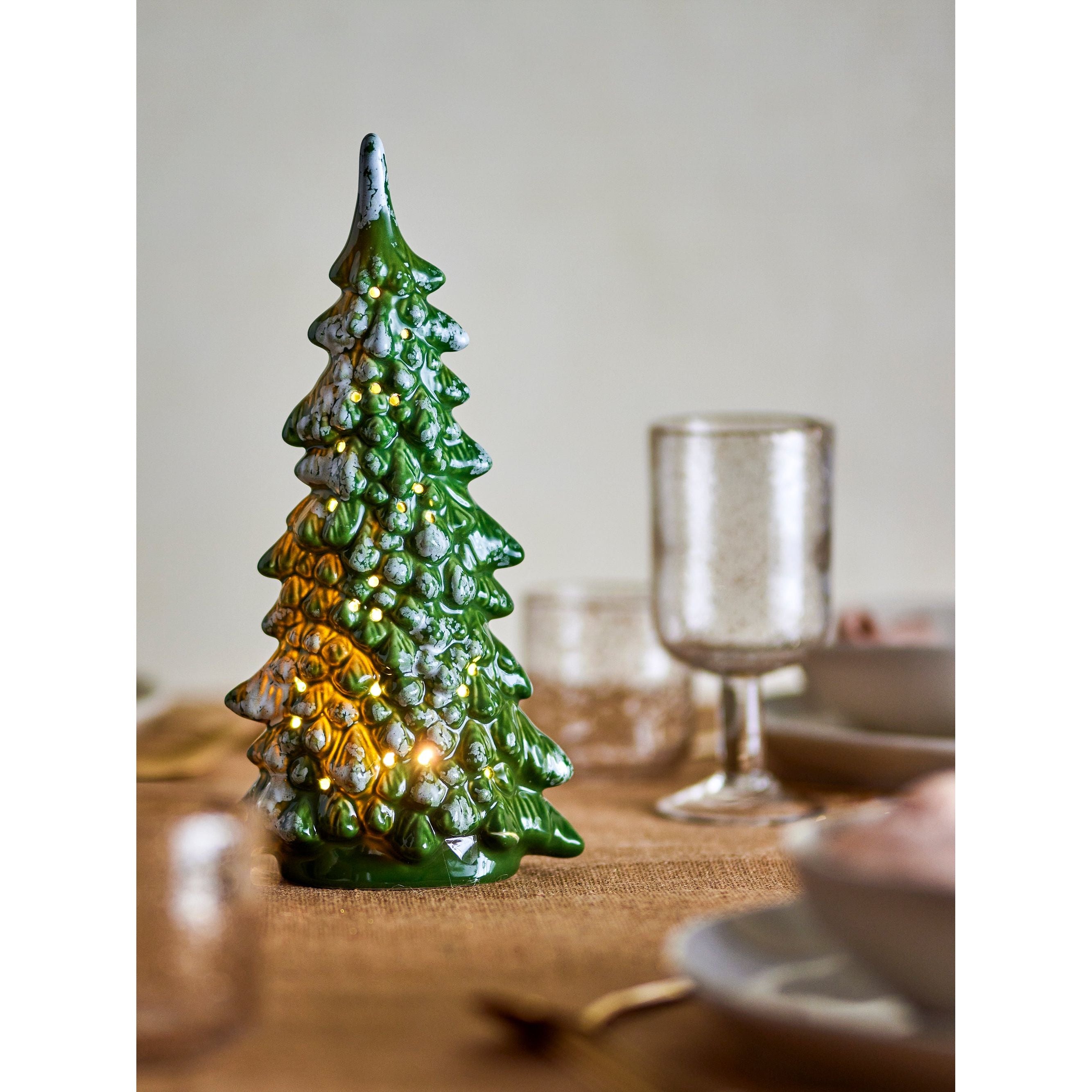 Bloomingville Flicka Deco med ljus, Grön, Stengods