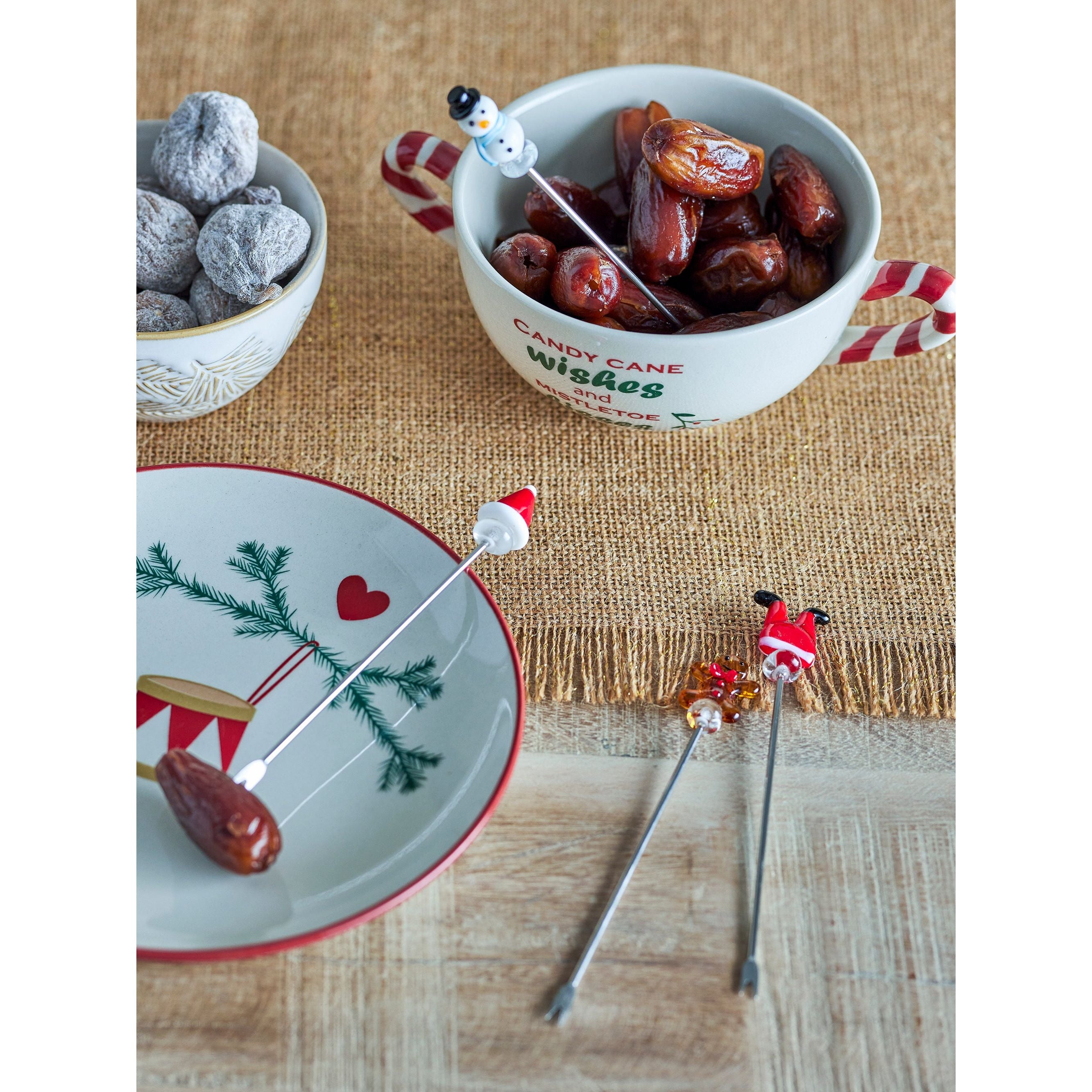 Bloomingville Feliz Cocktailgaffel, Röd, Glas