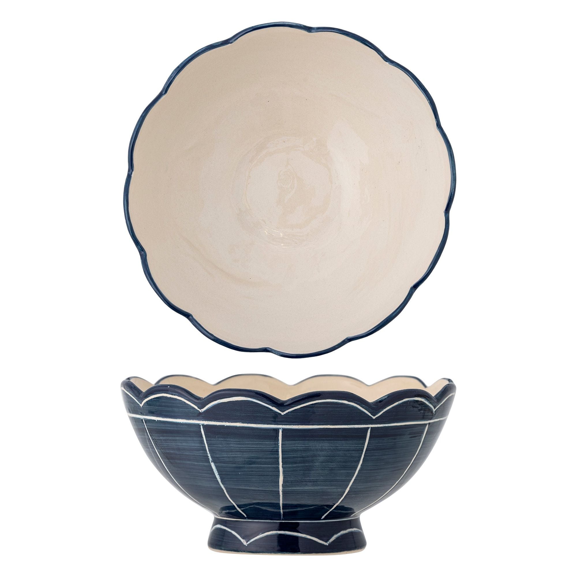 Bloomingville Caliam Skål, Blå, Stengods 25 cm