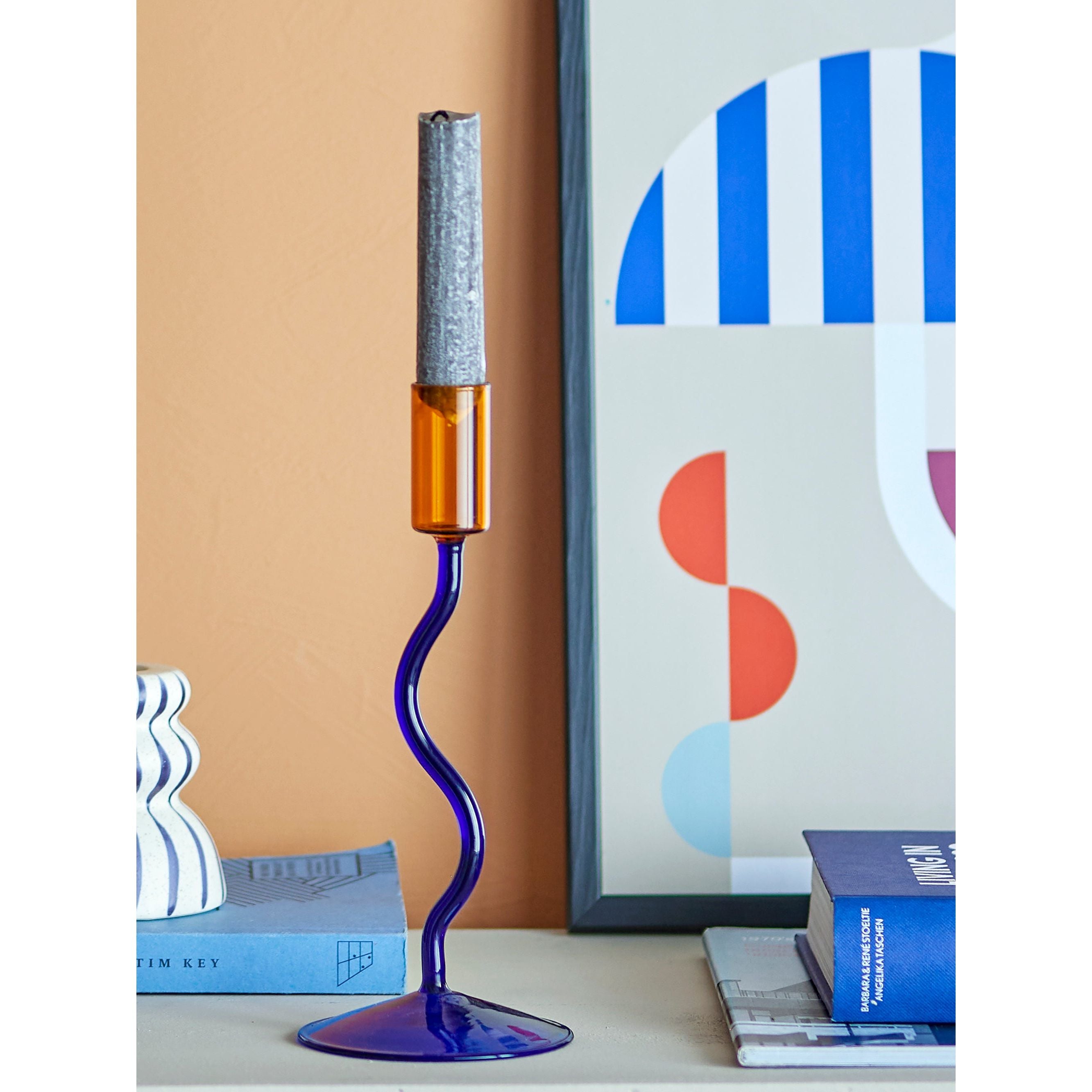 Bloomingville Ada Ljusstake, Blå, Glas