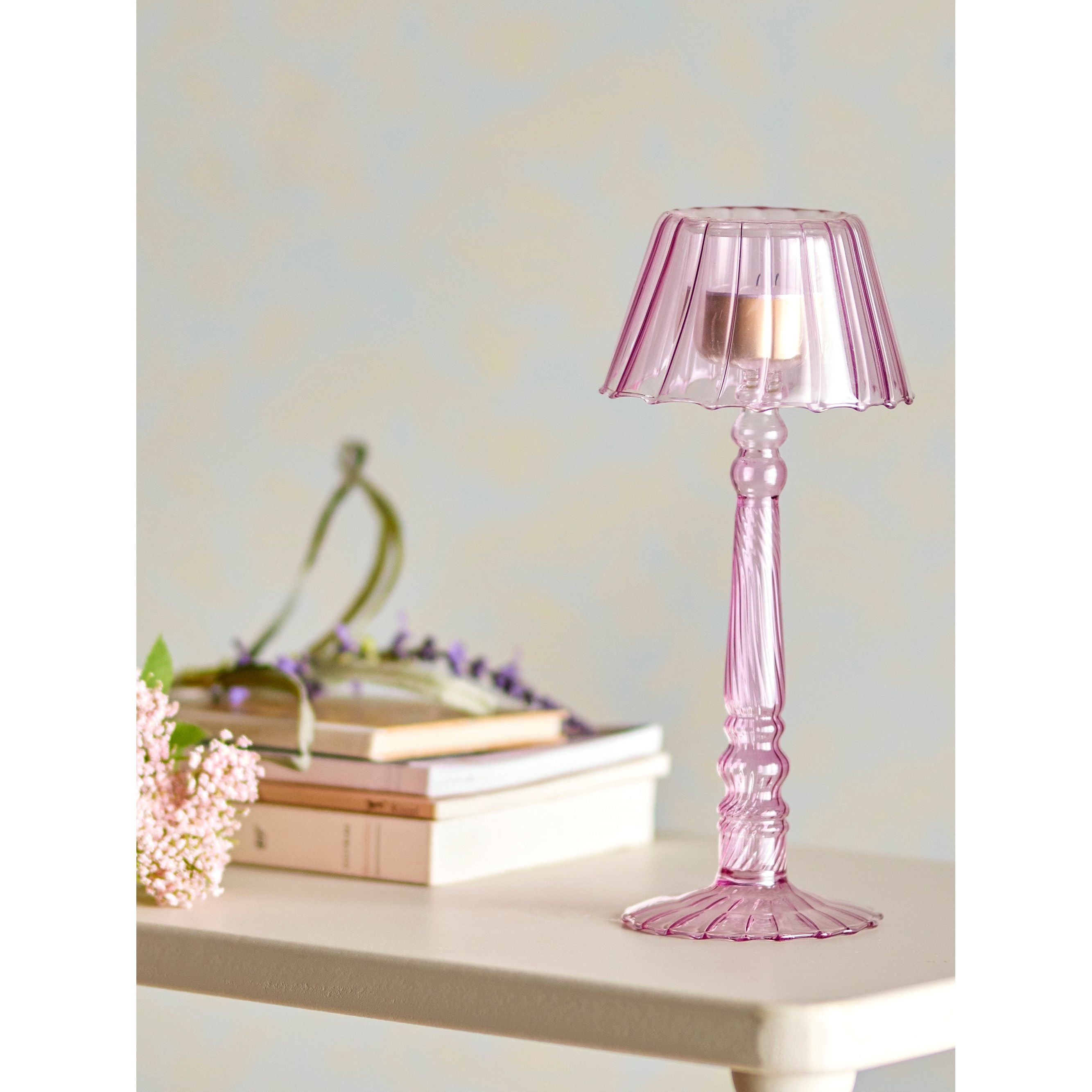 Bloomingville Cisco Ljusstake, Rosa, Glas