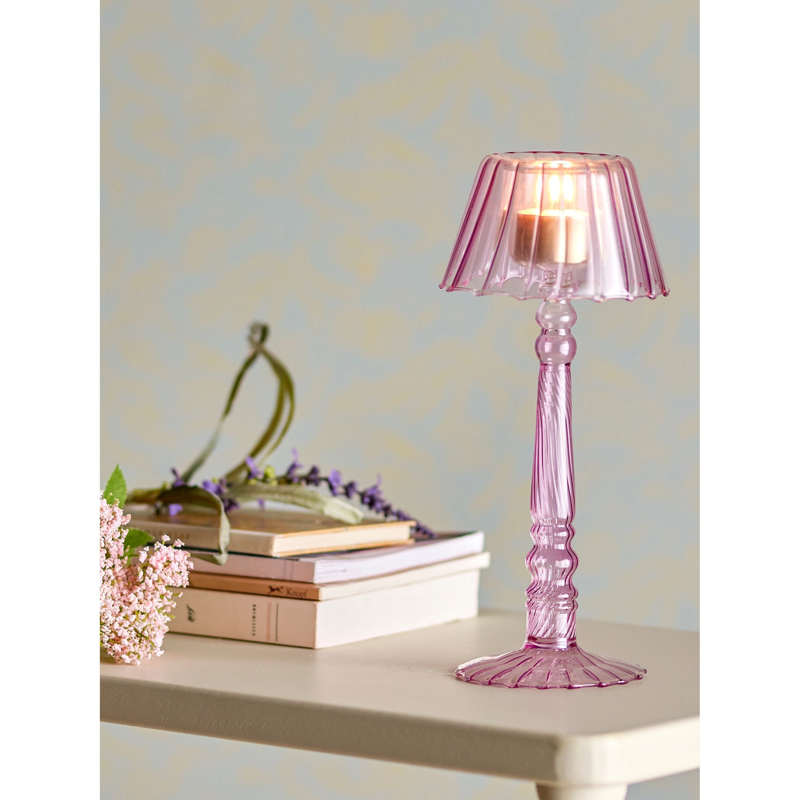 Bloomingville Cisco Ljusstake, Rosa, Glas