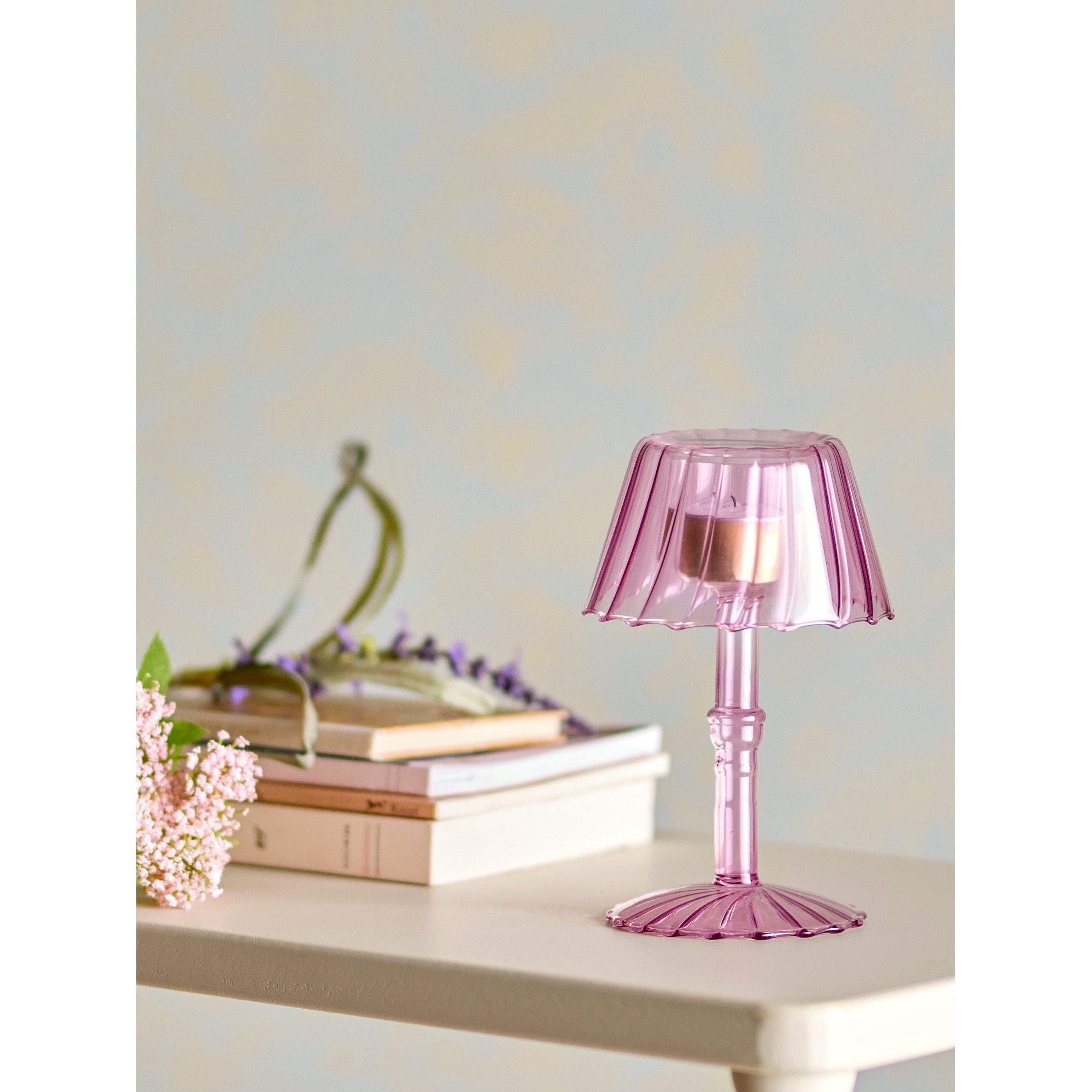 Bloomingville Cisco Ljusstake, Rosa, Glas