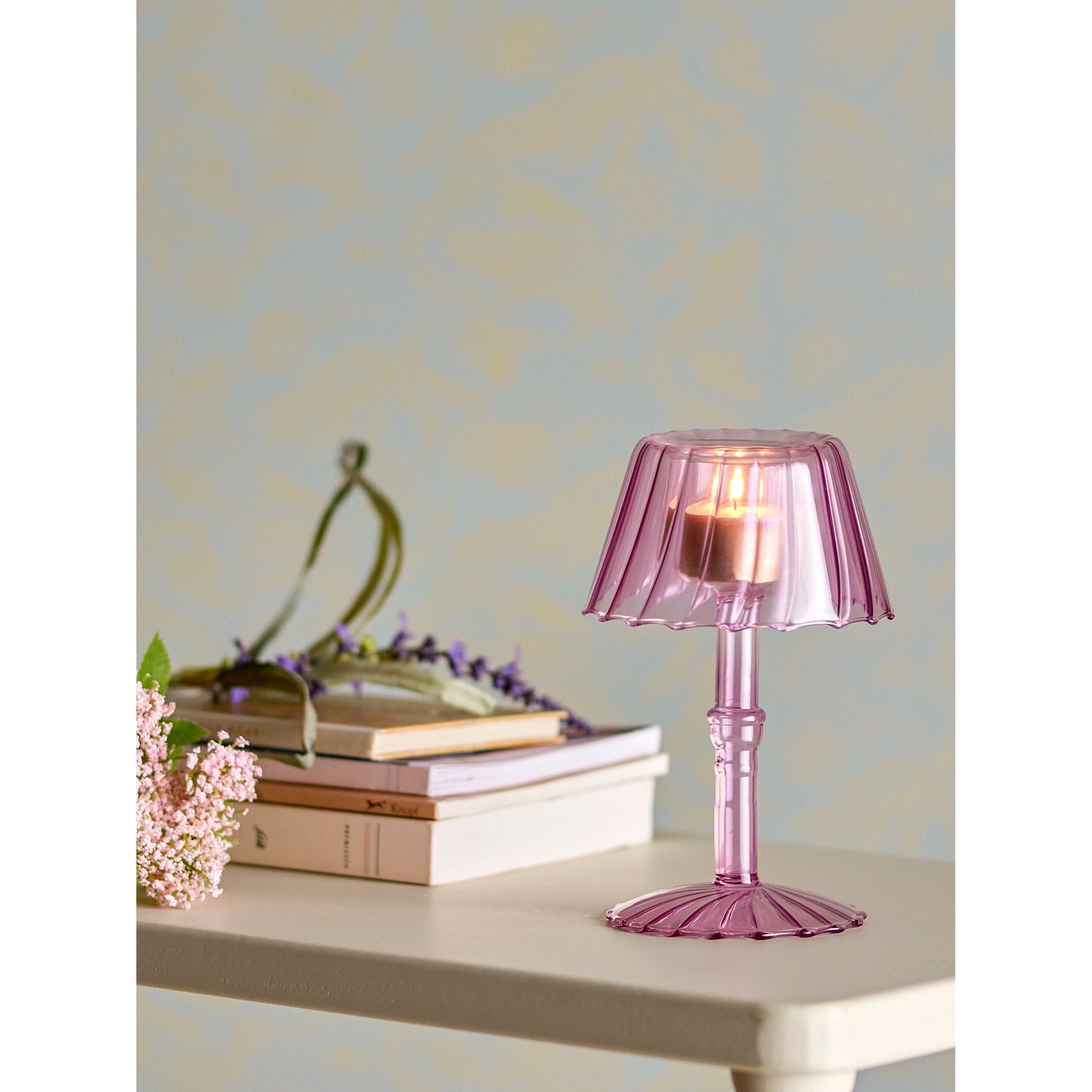 Bloomingville Cisco Ljusstake, Rosa, Glas