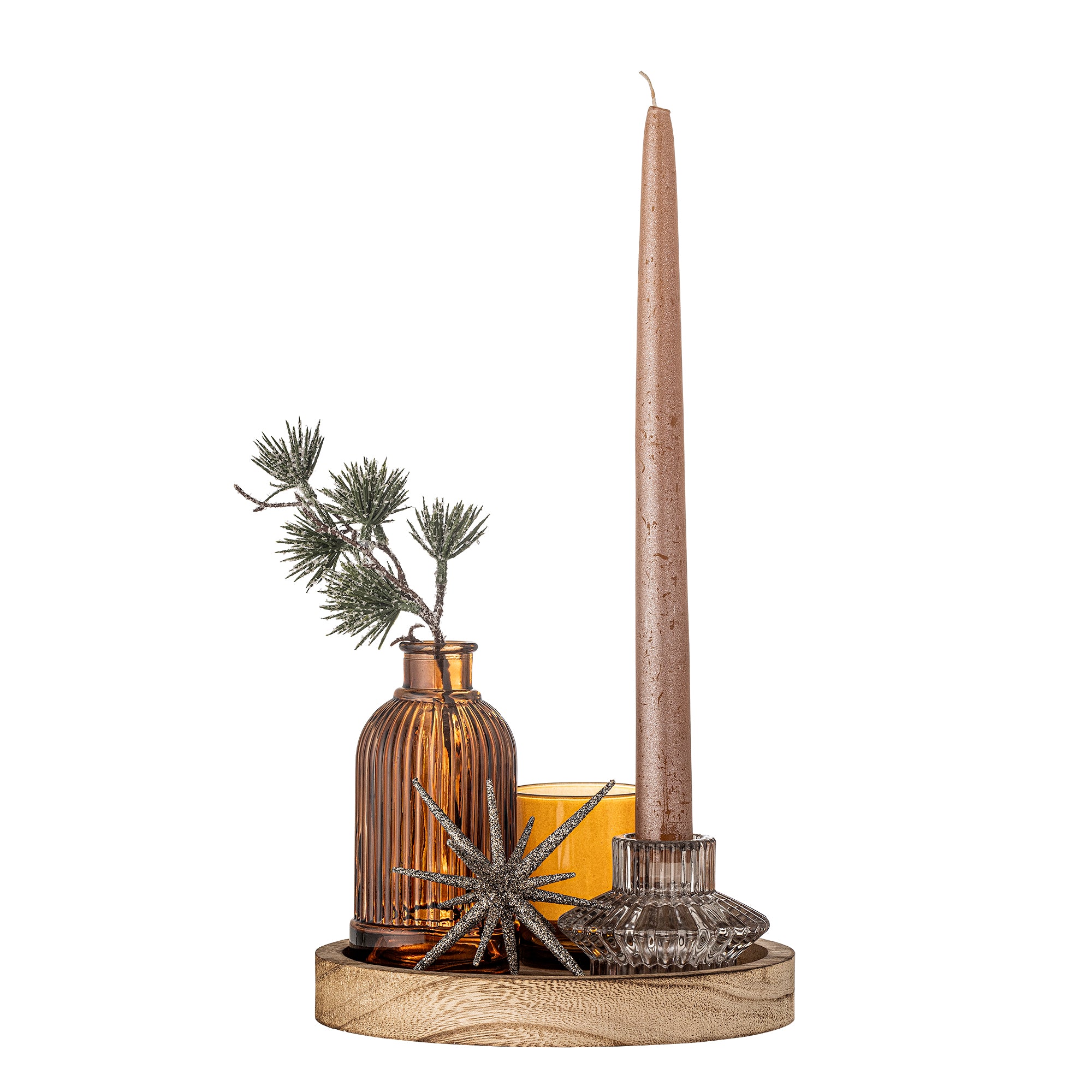 Bloomingville Sanga Bricka med Votiv, Brun, Glas