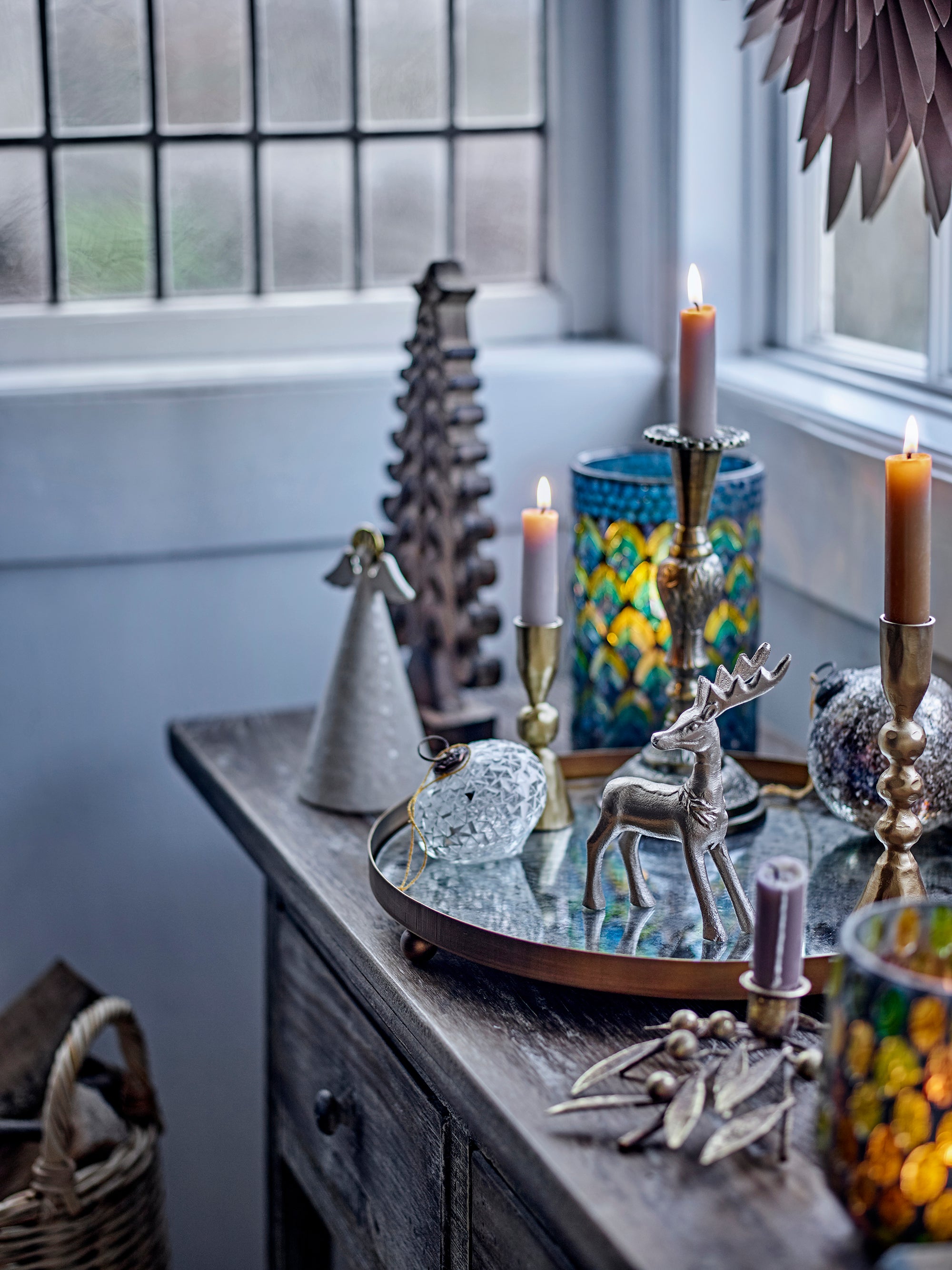 Bloomingville Glacier Bricka, Guld, Metall, Glas