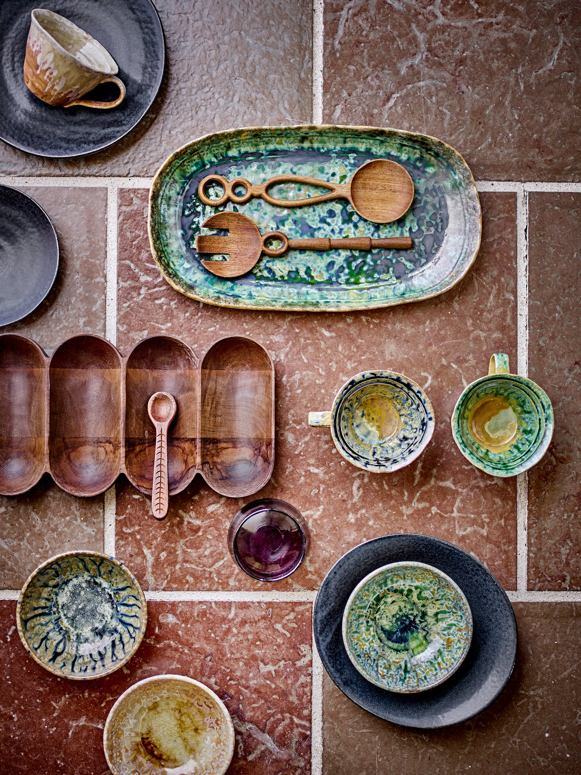 Bloomingville Milani Skål, Grön, Stengods