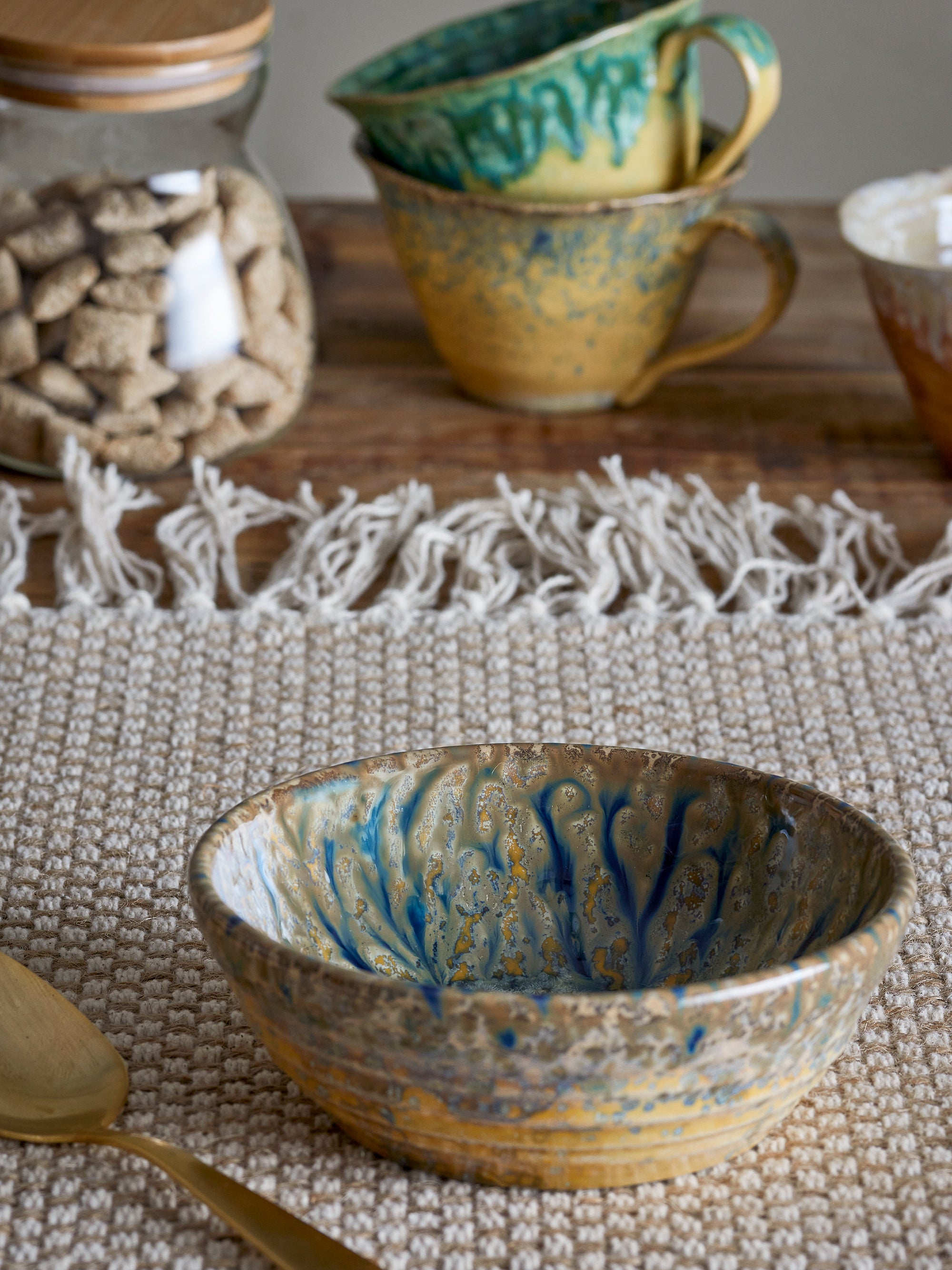 Bloomingville Milani Skål, Blå, Stengods