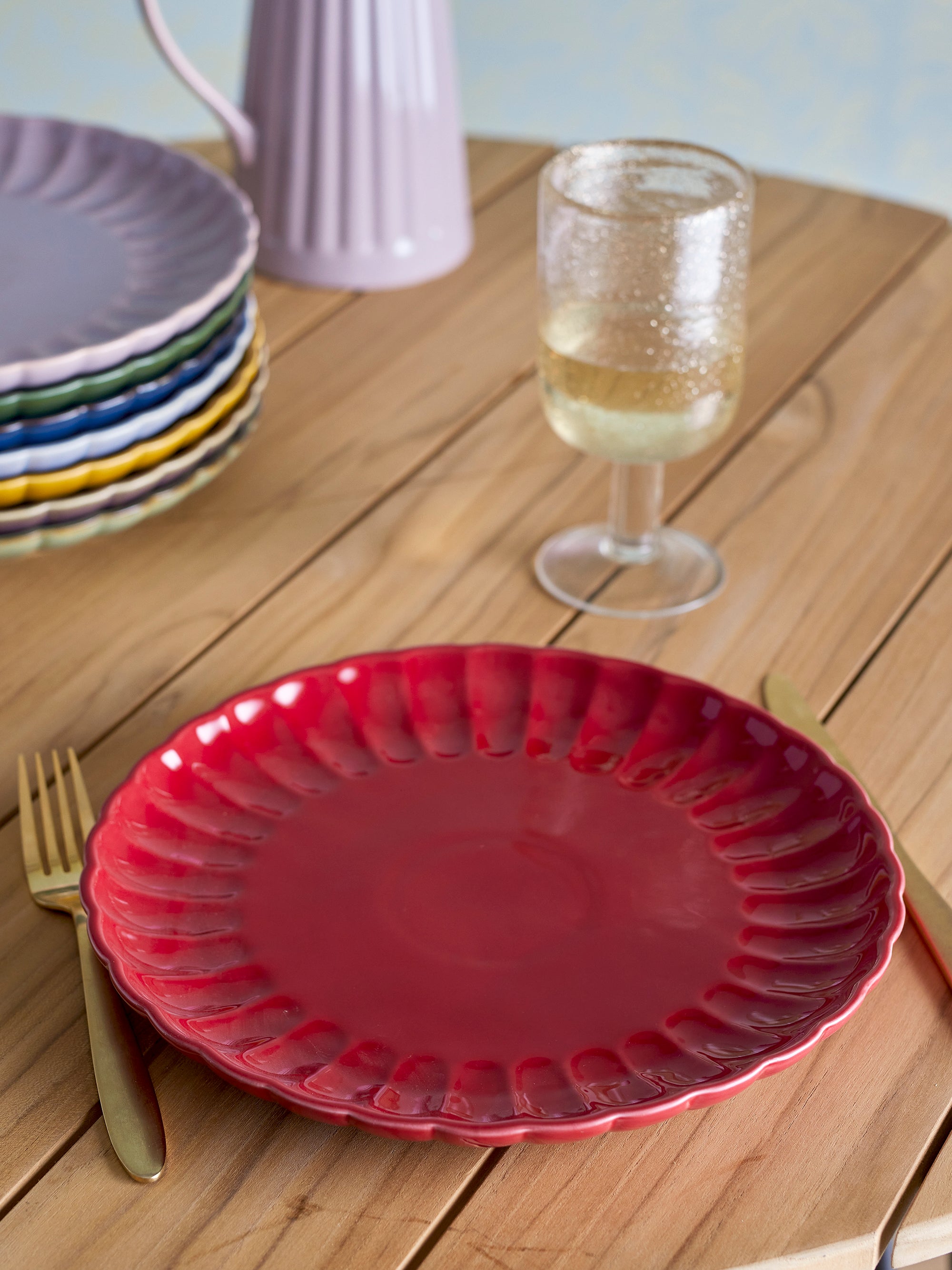 Bloomingville Latina Tallrik, Röd, Stengods