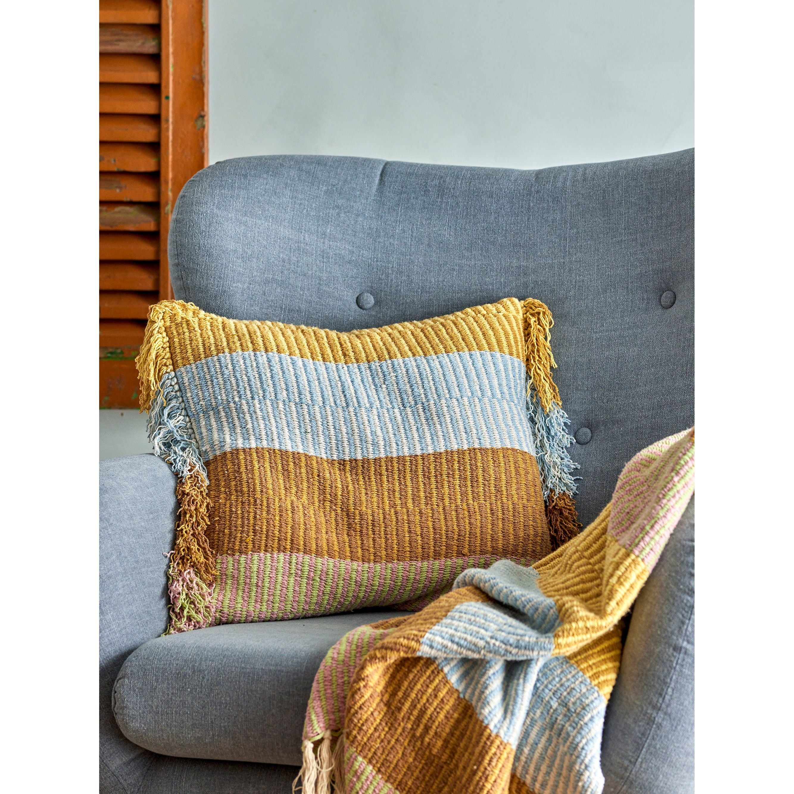 Creative Collection Isnel Pläd, Gul, Återvunnen Bomull