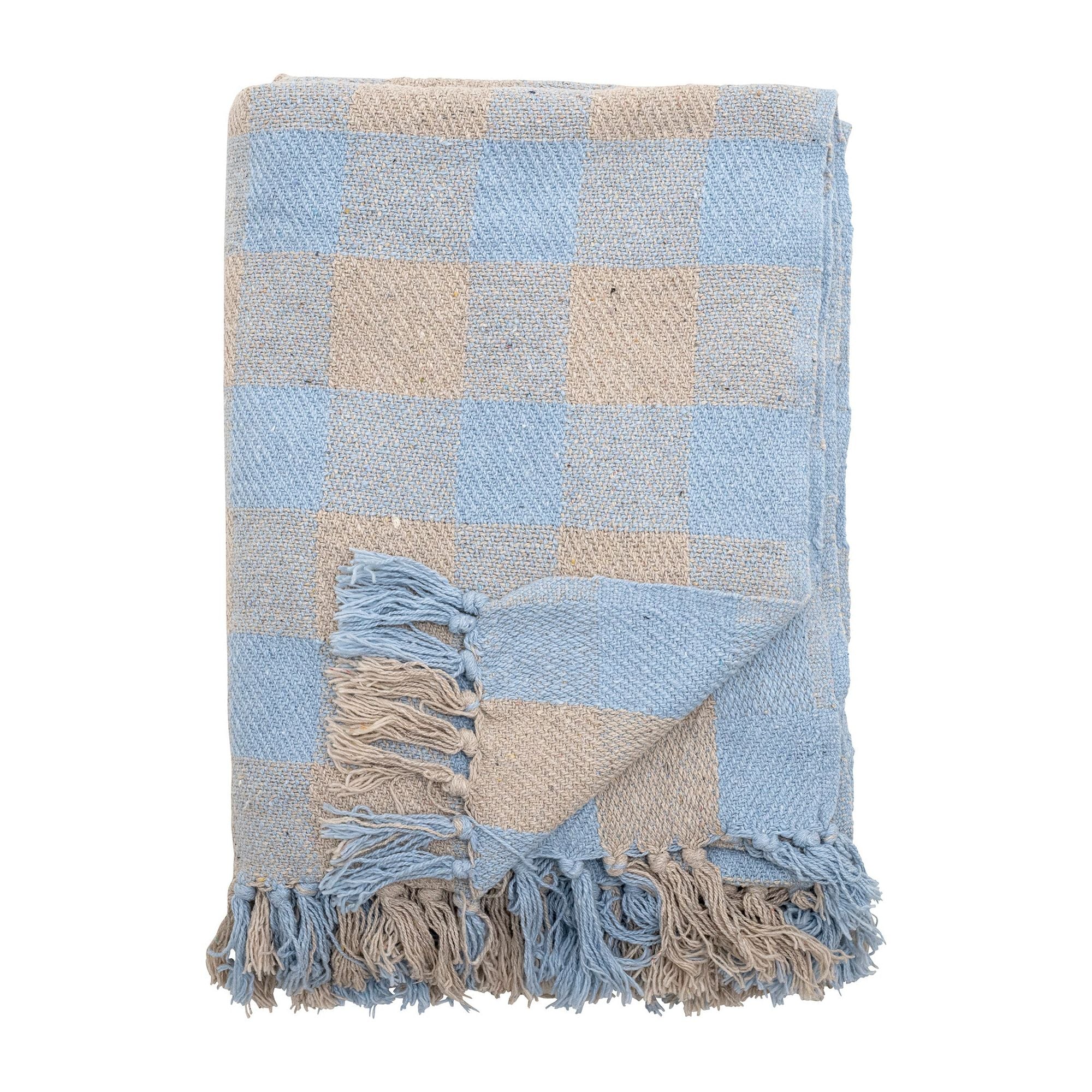 Creative Collection Largs Pläd, Blå, Återvunnen Bomull