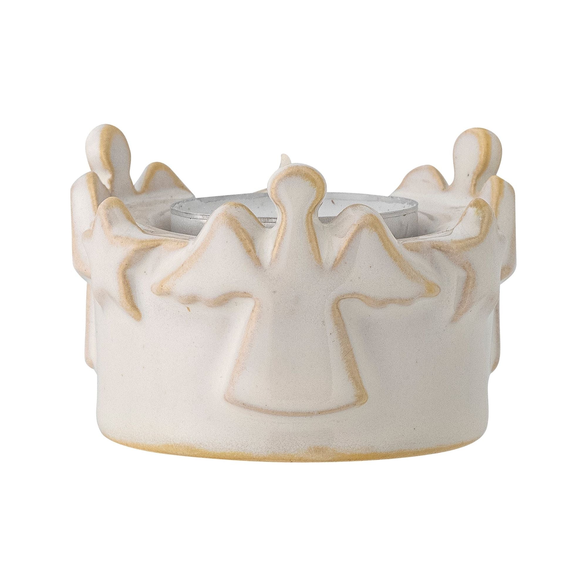 Bloomingville Starry Värmeljushållare, Vit, Stengods