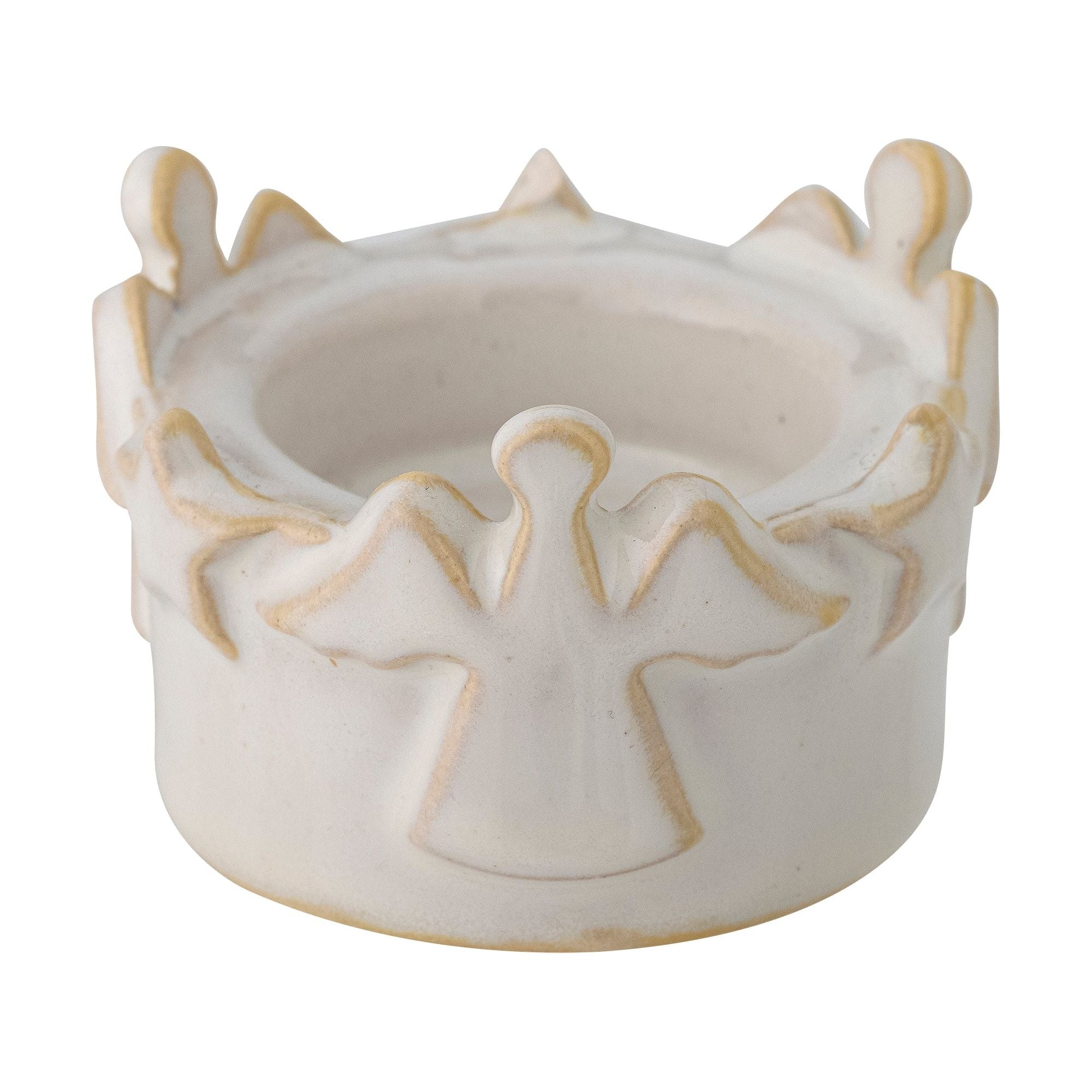 Bloomingville Starry Värmeljushållare, Vit, Stengods