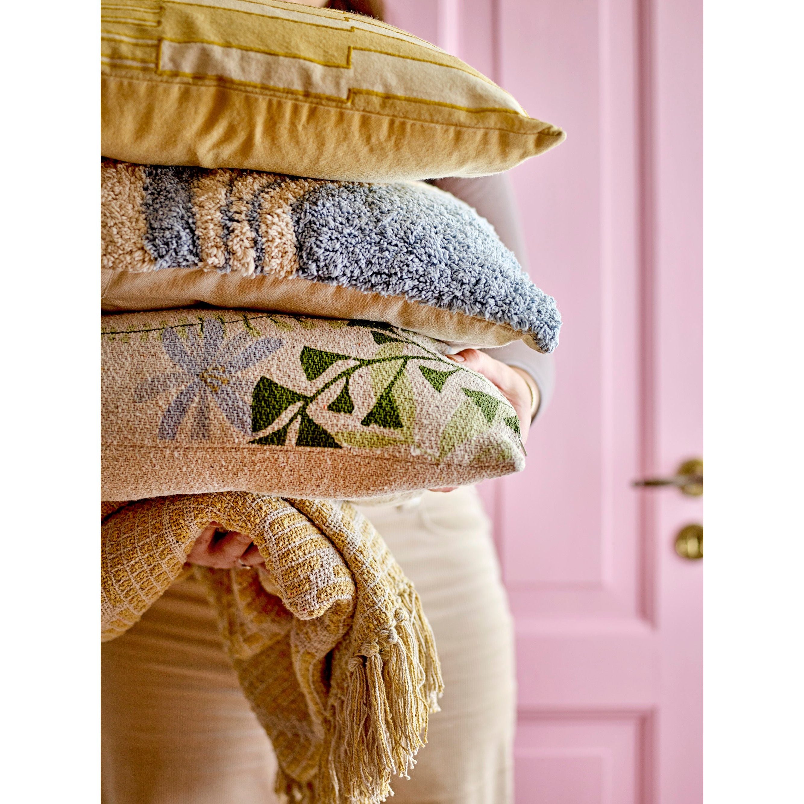 Bloomingville Nairn Kudde, Grön, Återvunnen Bomull