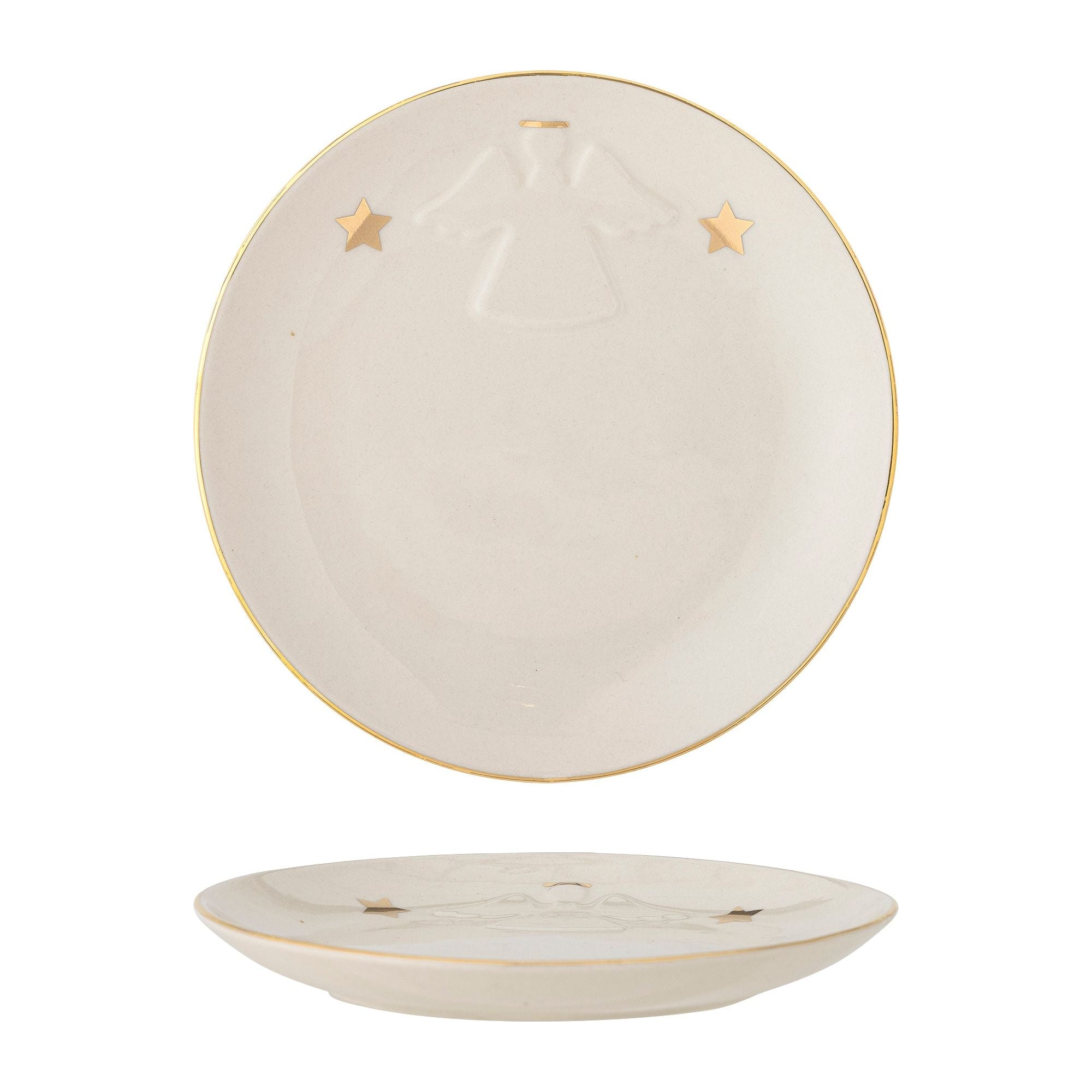 Bloomingville Starry Tallrik, Vit, Stengods