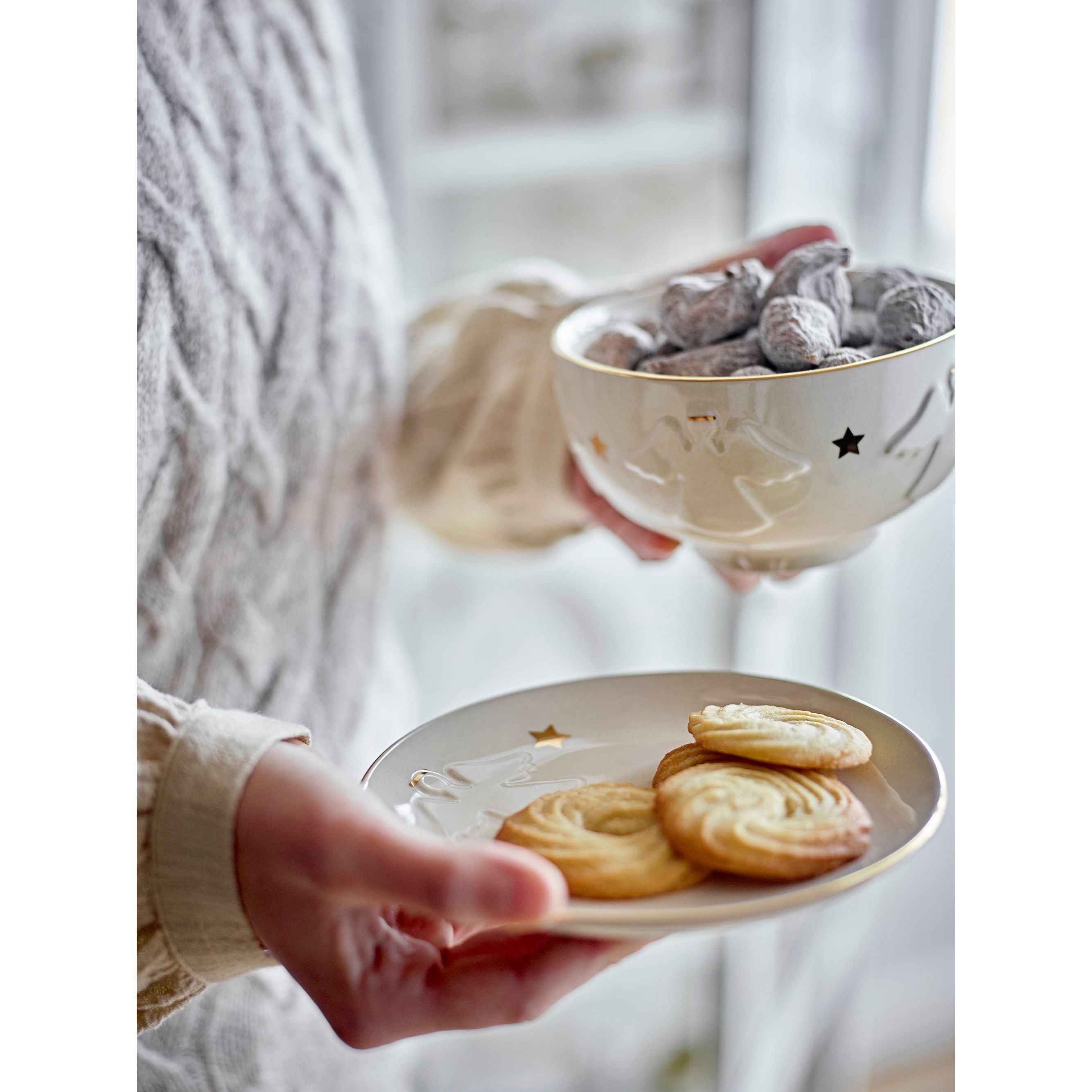 Bloomingville Starry Tallrik, Vit, Stengods