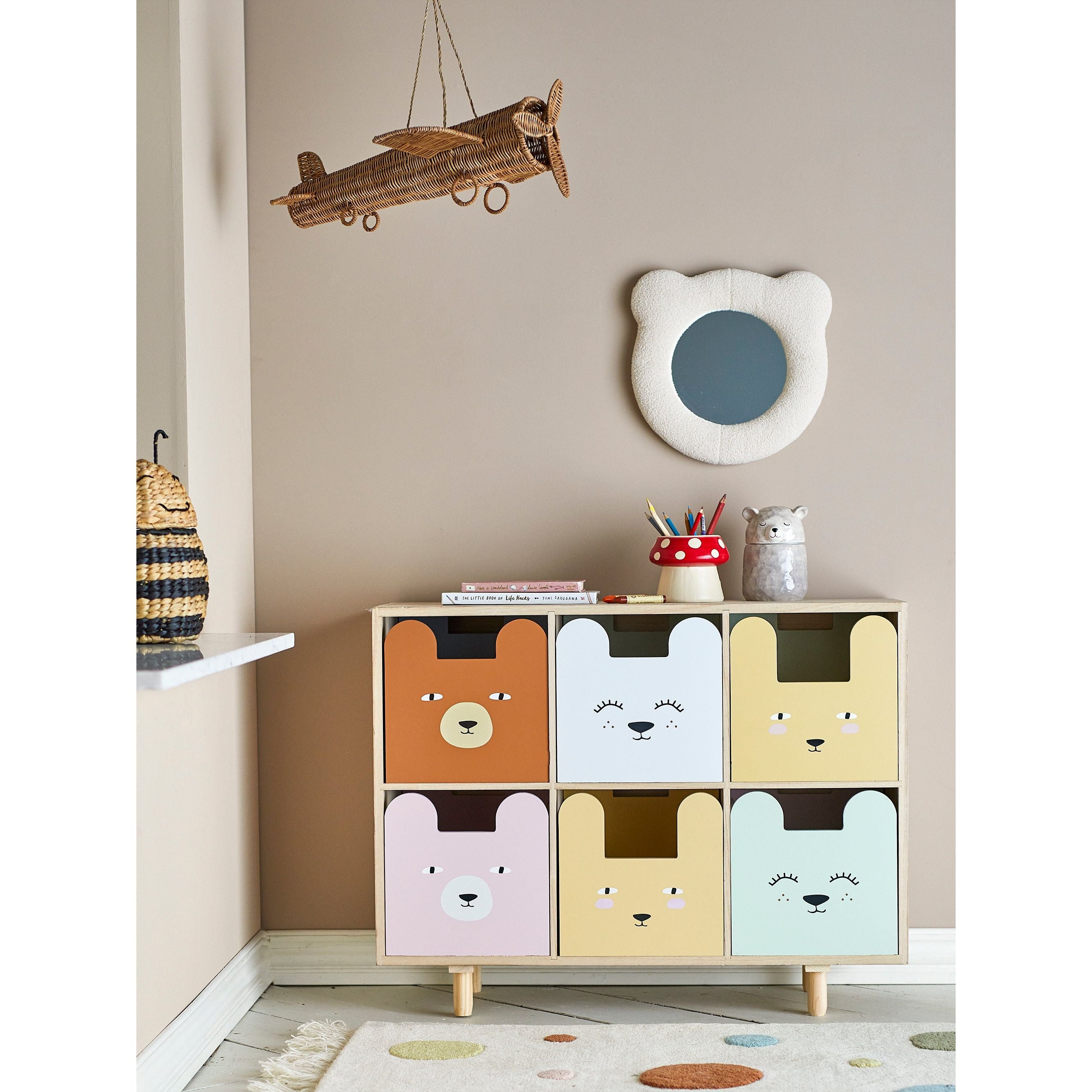 Bloomingville Mini Calle Bokhylla med Lådor, Natur, Paulownia