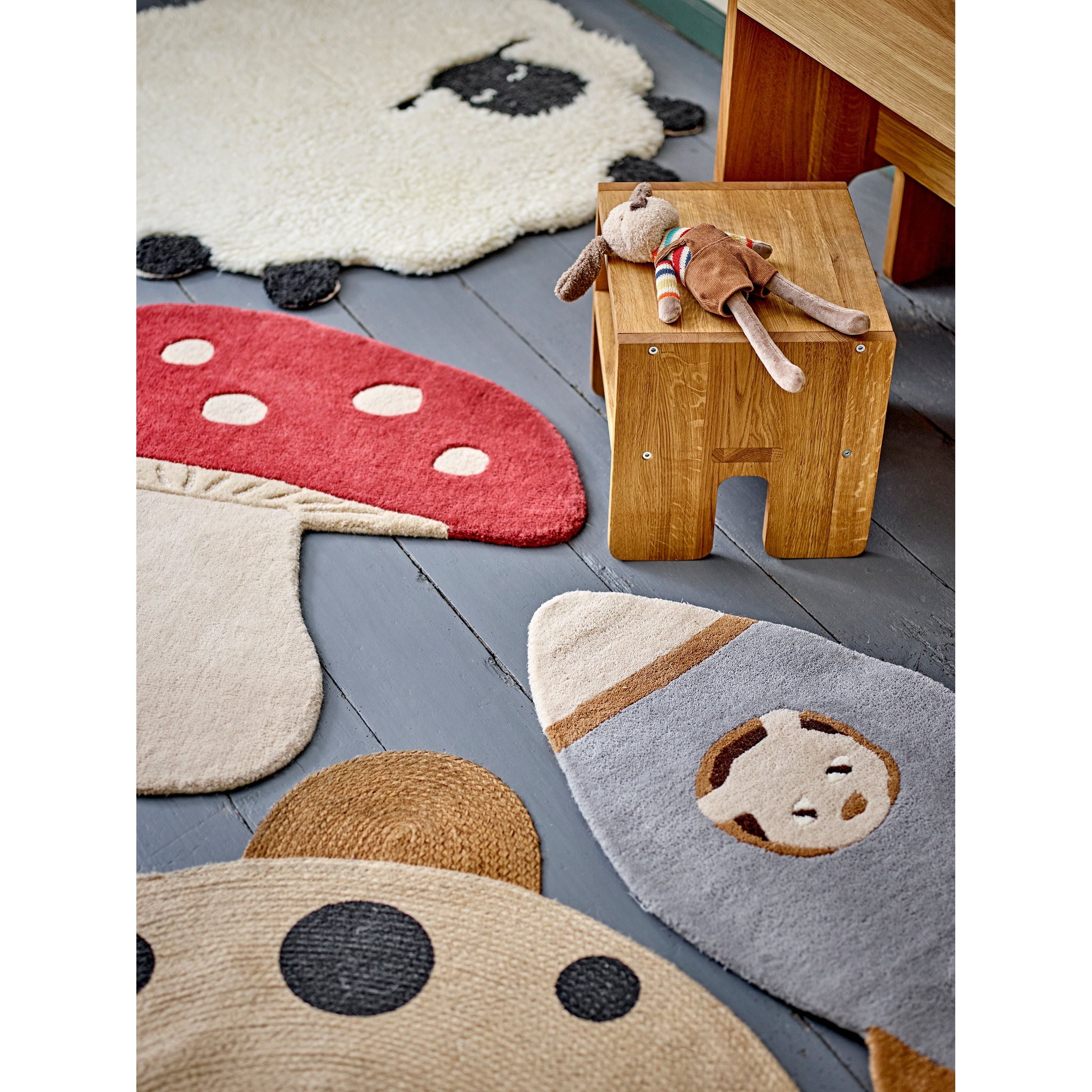 Bloomingville Mini Dolly Matta, Vit, Ull