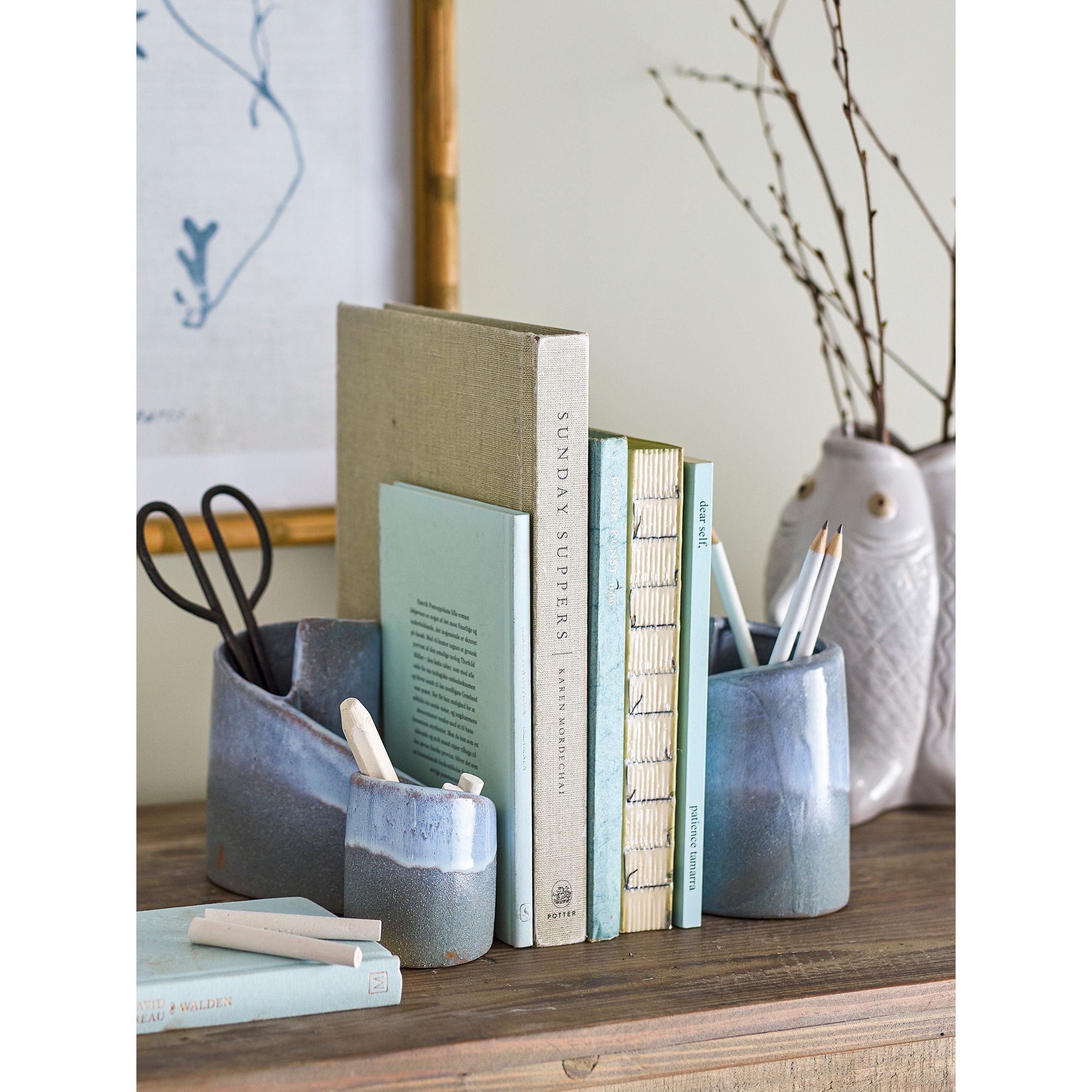 Creative Collection Meliad Bokstöd, Blå, Stengods