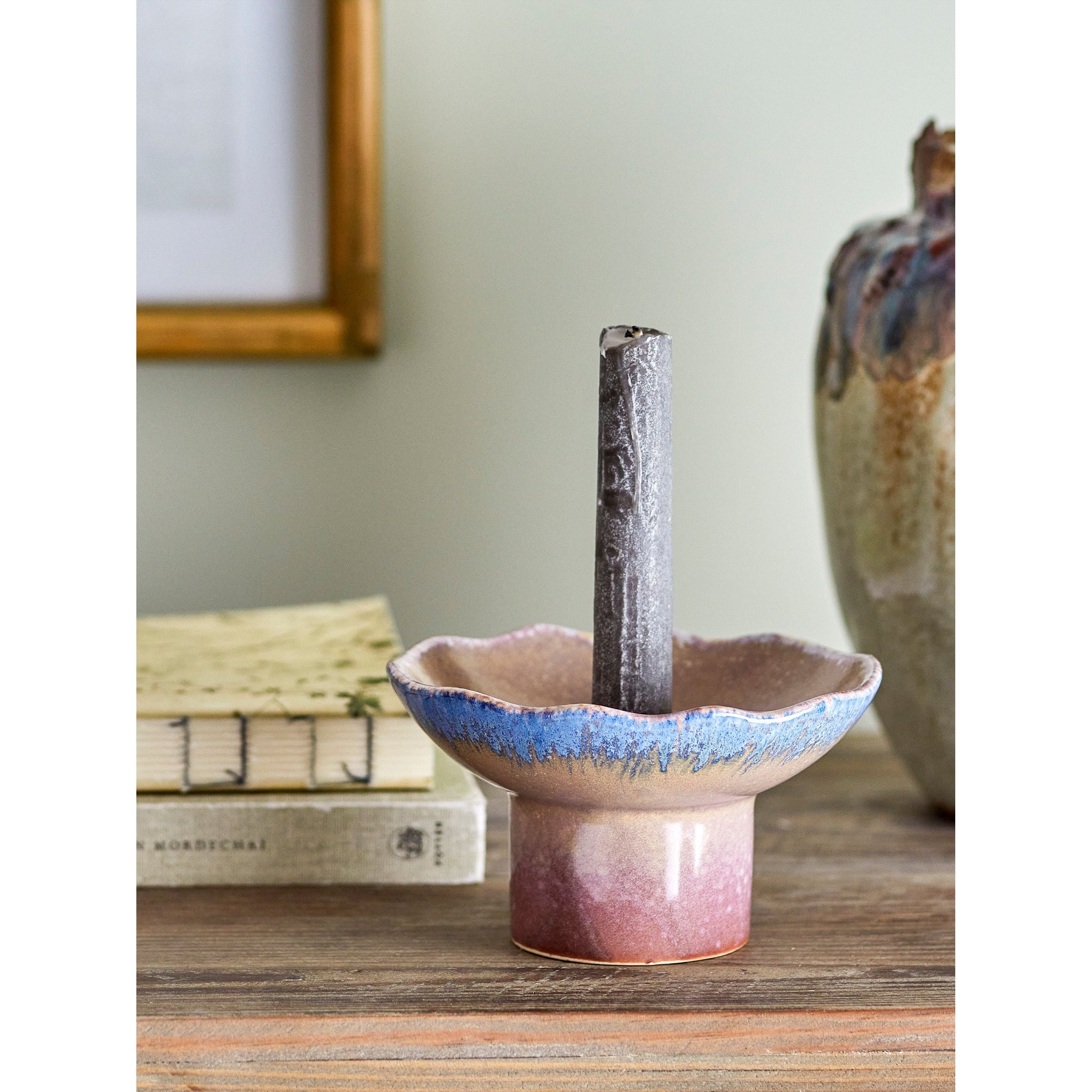 Creative Collection Cloe Ljusstake, Blå, Stengods