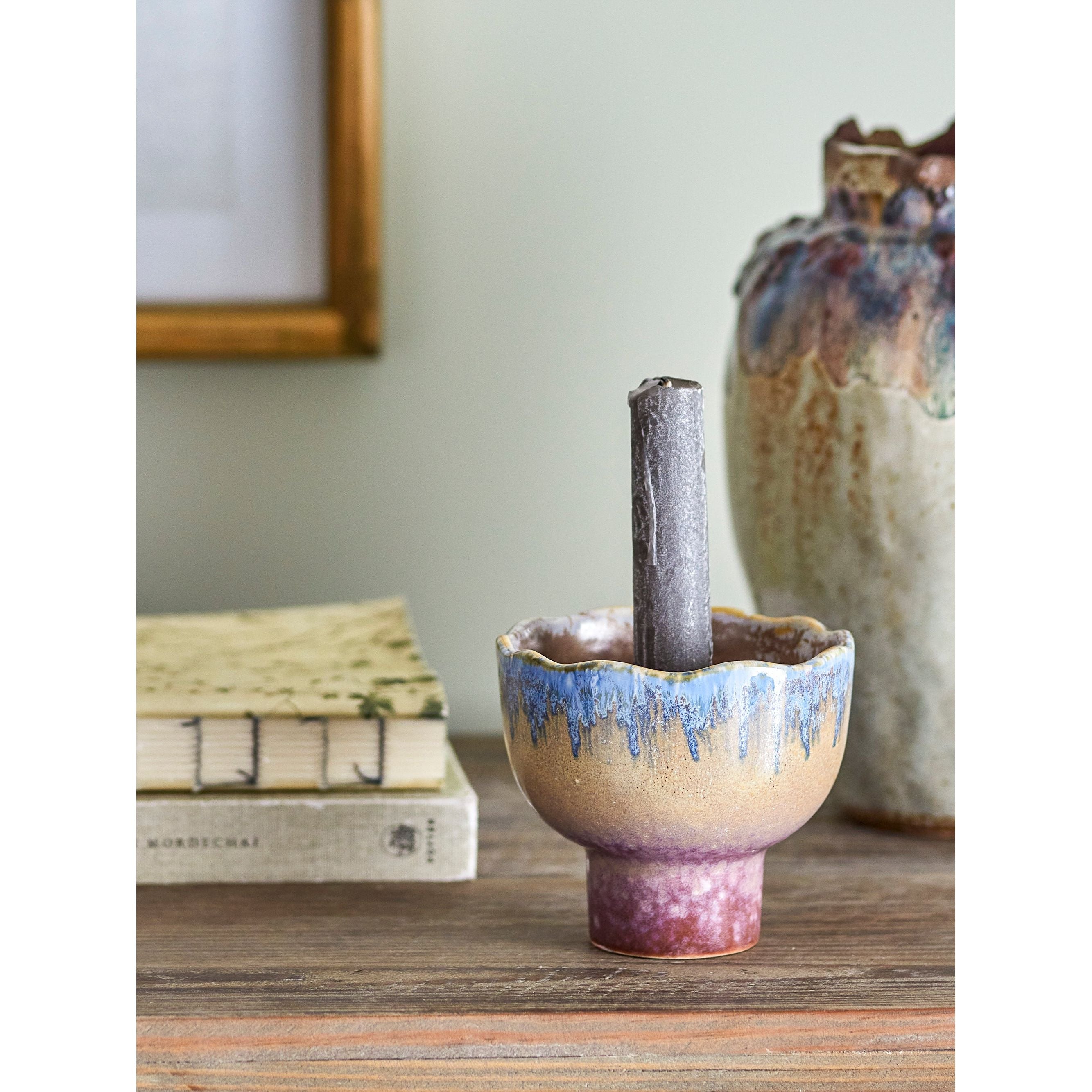 Creative Collection Cloe Ljusstake, Blå, Stengods