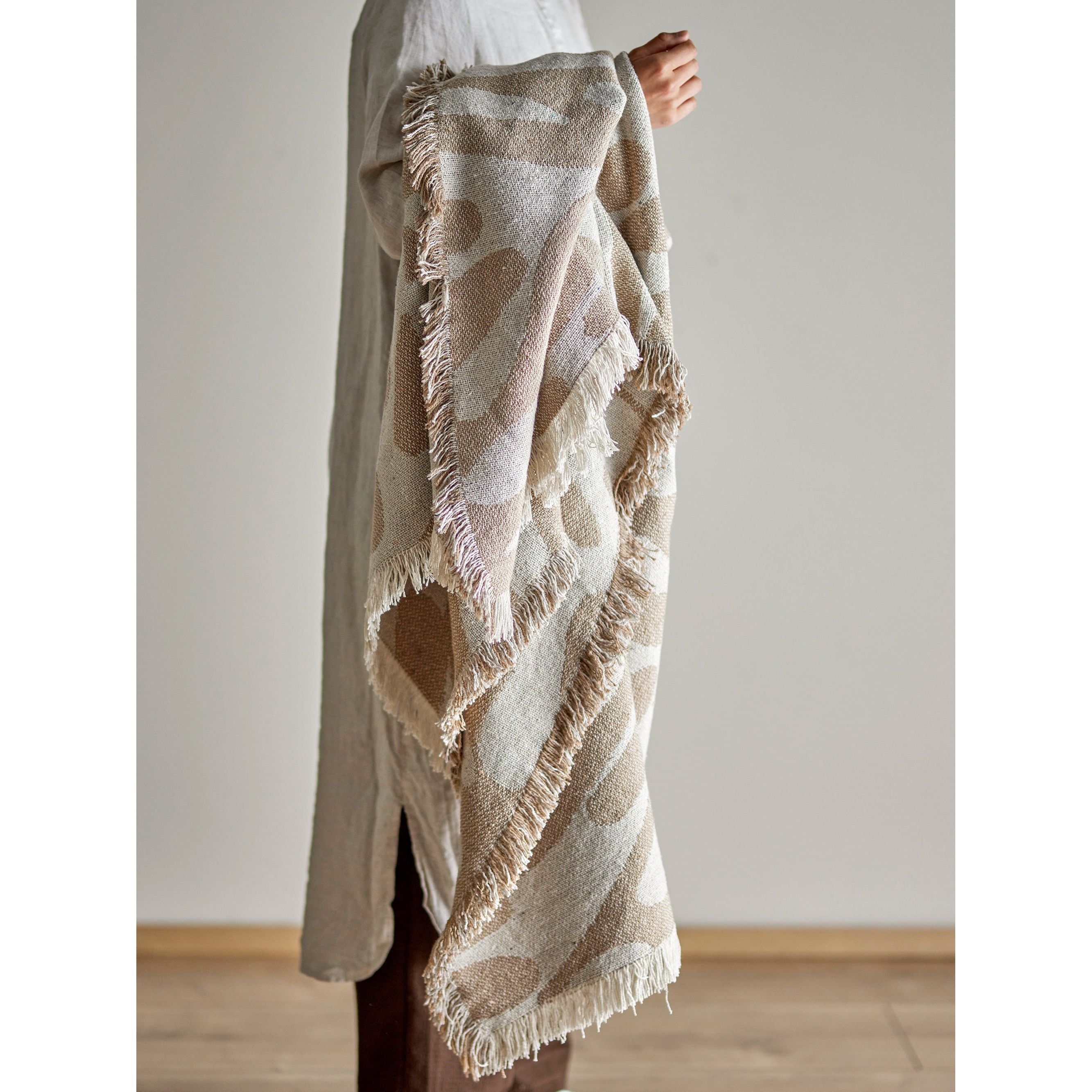 Bloomingville Alk Pläd, Brun, Återvunnen Bomull