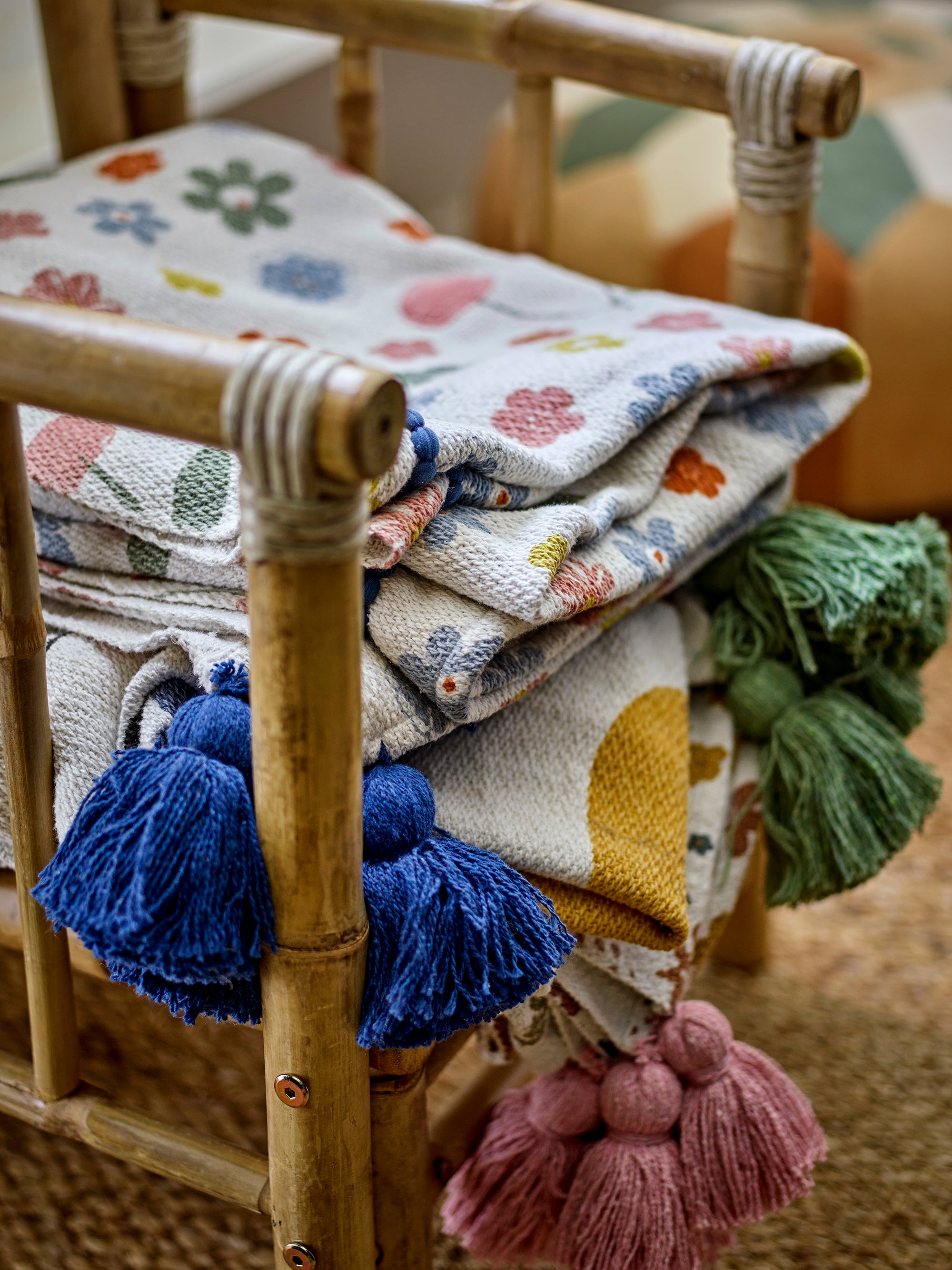 Bloomingville Mini Cherry Pläd, Flerfärgad, Återvunnen Bomull