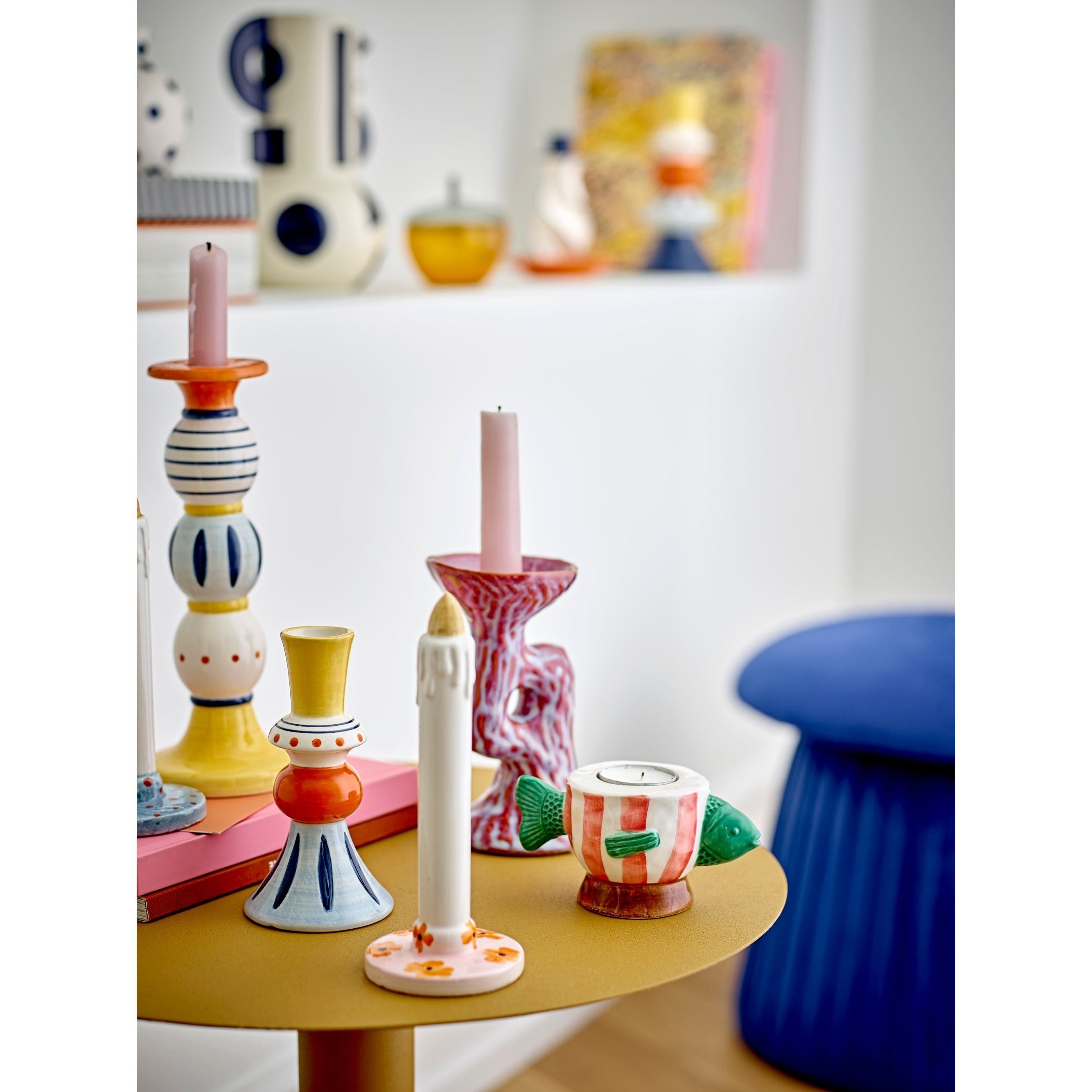 Bloomingville Codia Votiv- och Ljusstake, Rosa, Keramik