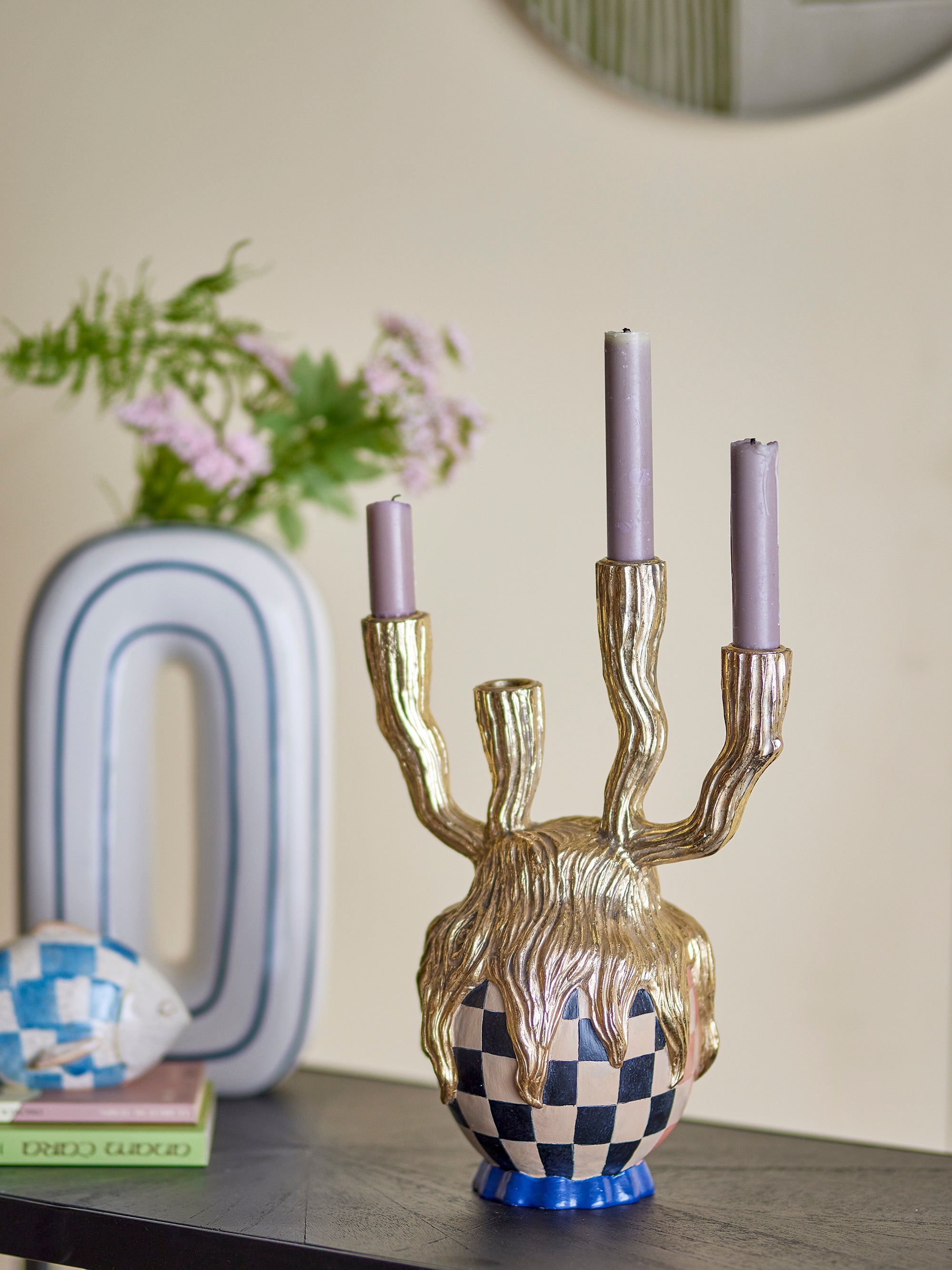 Bloomingville Medusa Ljuslykta, Guld, Polyresin