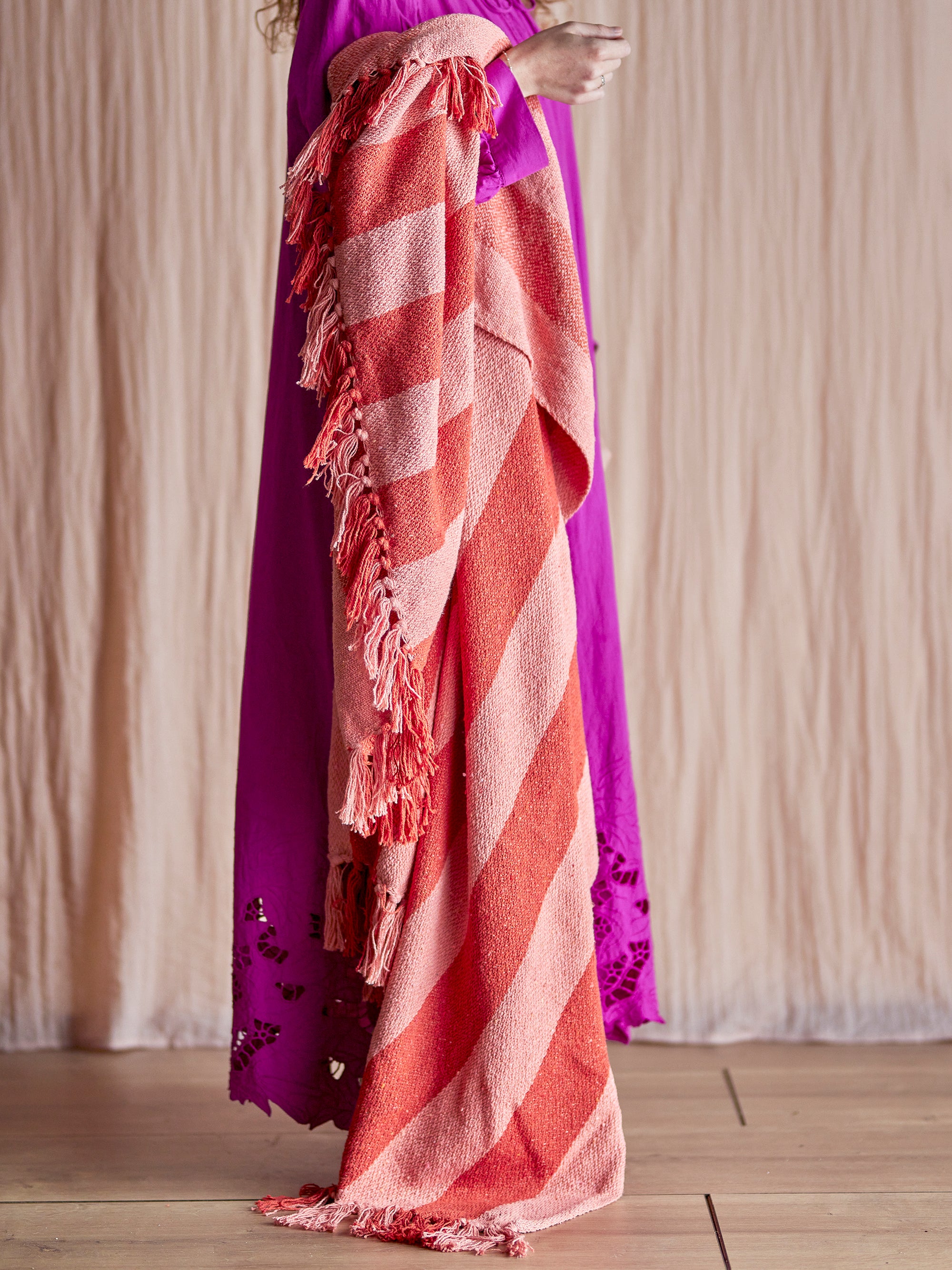 Bloomingville Frello Pläd, Orange, Återvunnen Bomull