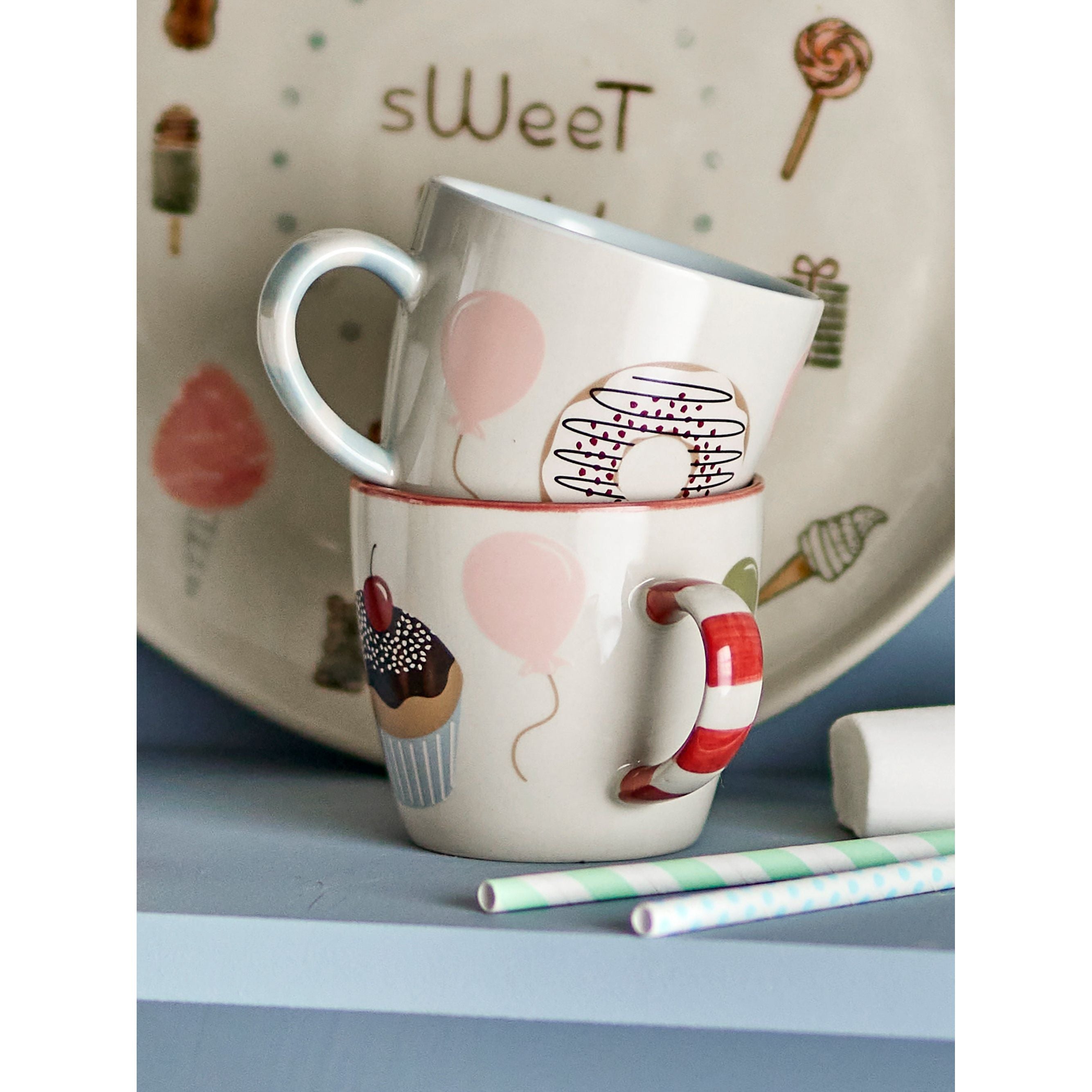 Bloomingville Mini Darby Muggar, Röd, Stengods