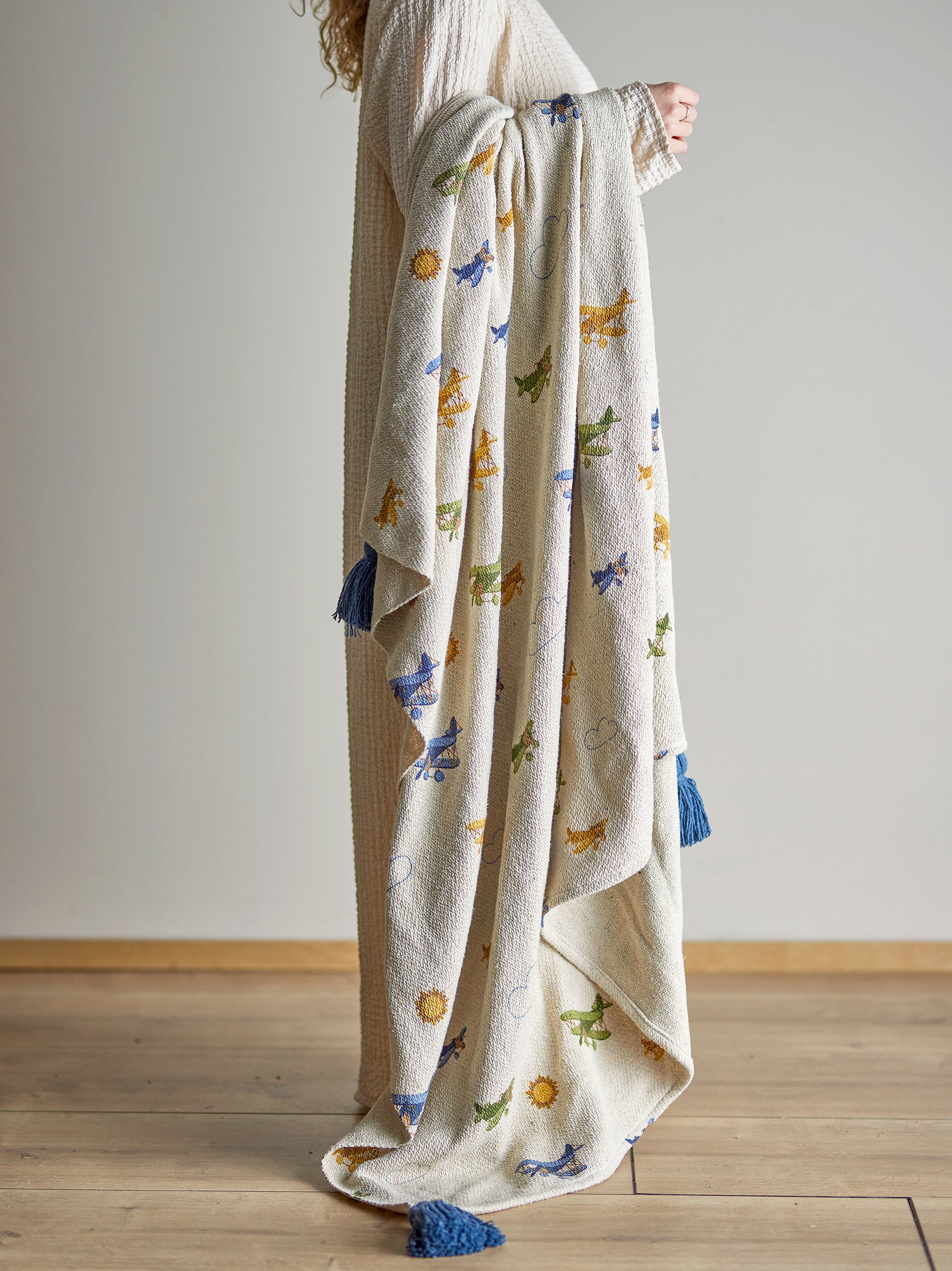 Bloomingville Mini Plane Throw, Natur, Återvunnen Bomull