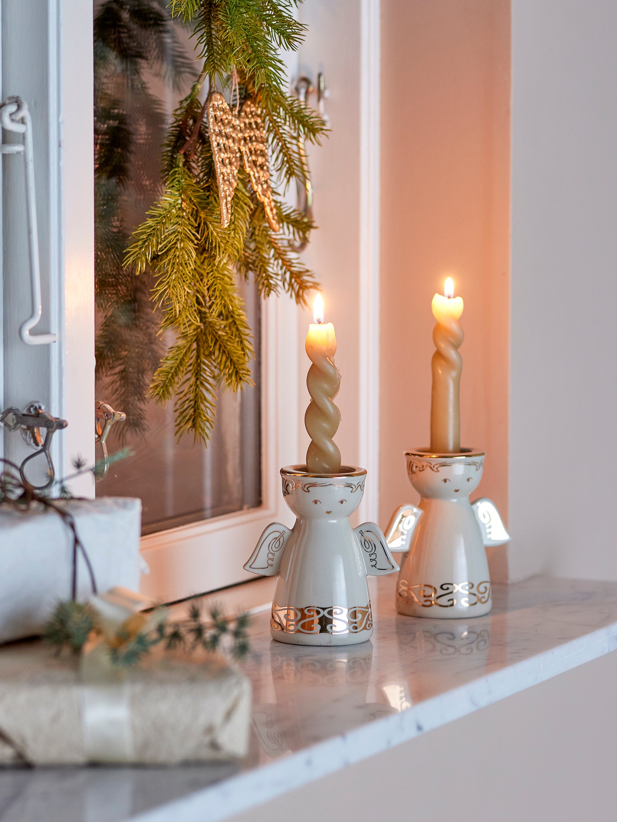 Bloomingville Faella Votiv- & Ljuslykta, Vit, Stengods