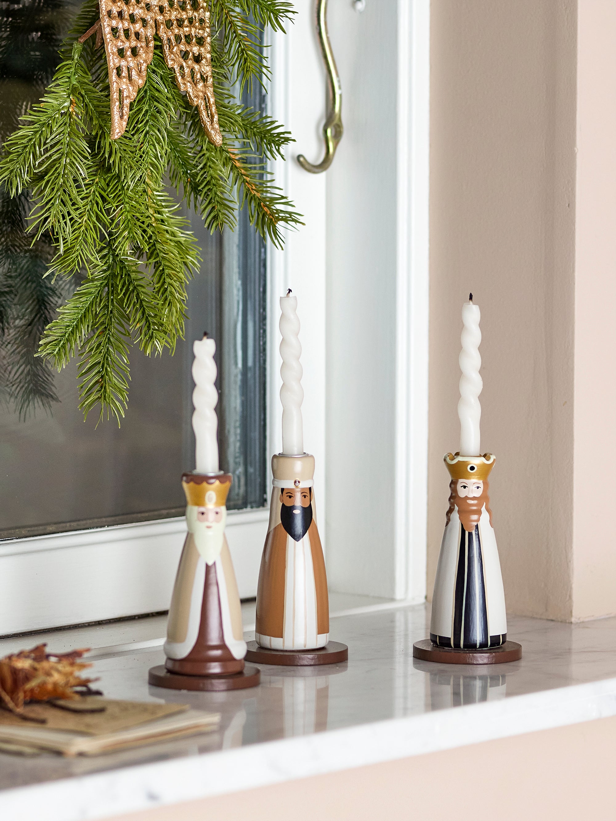 Bloomingville Betiel Ljushållare, Flerfärgad, FSC®100%, Bok